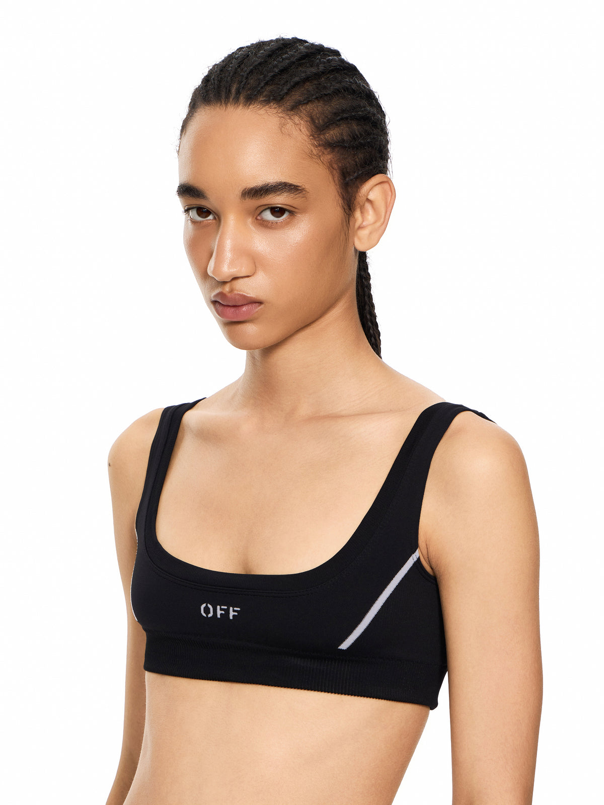 OFF WHITE Off Stamp Seamless Bra Black-White 2FA00669T