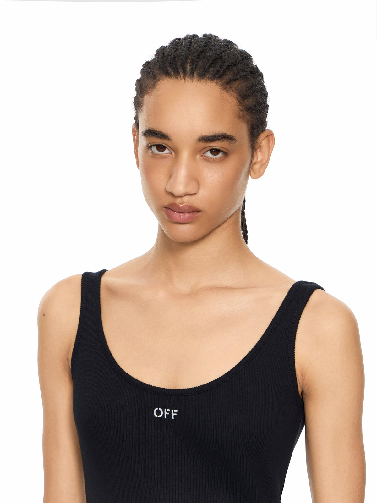 OFF WHITE Off Stamp Rib Tank Top Black-White 2FA00672T