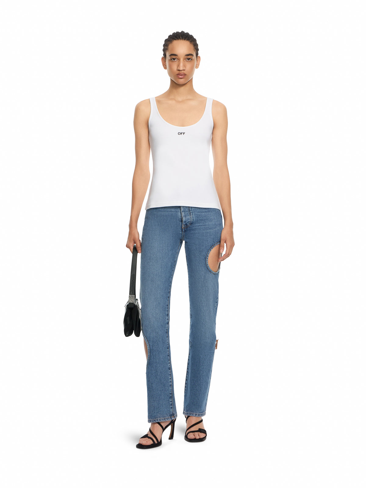 OFF WHITE Off Stamp Rib Tank Top White-Black 2FA00672T