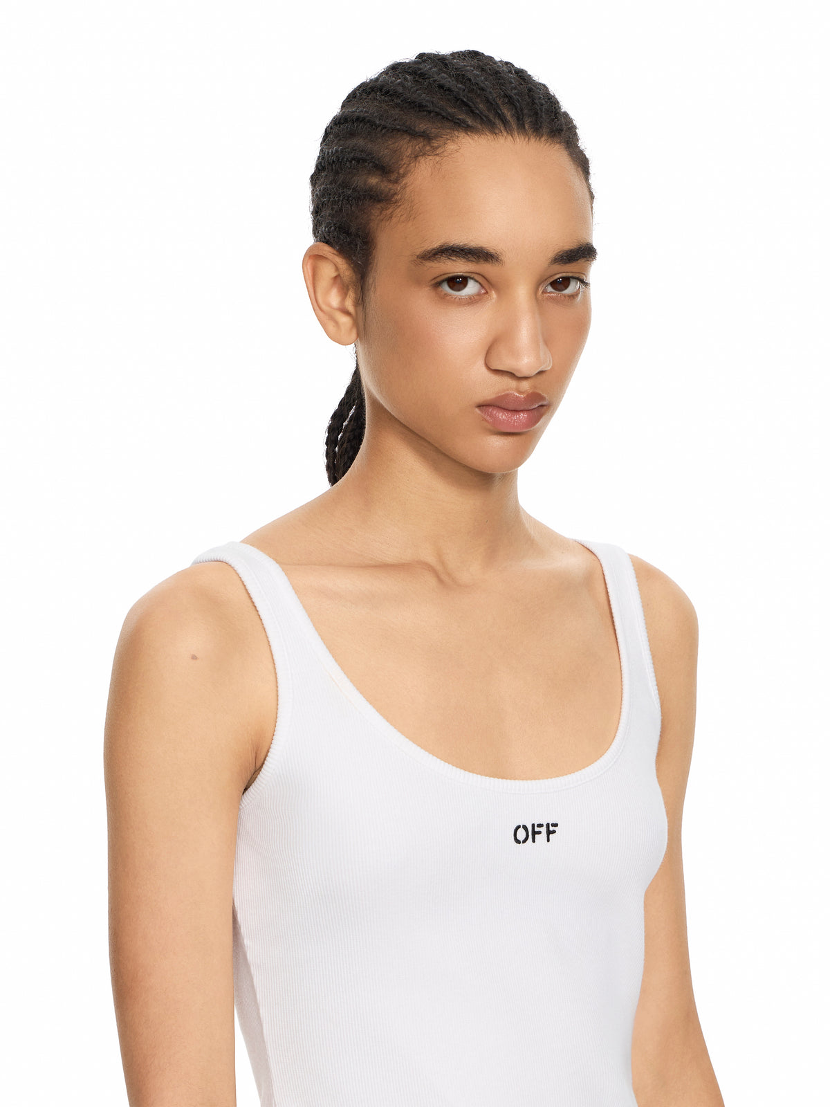 OFF WHITE Off Stamp Rib Tank Top White-Black 2FA00672T