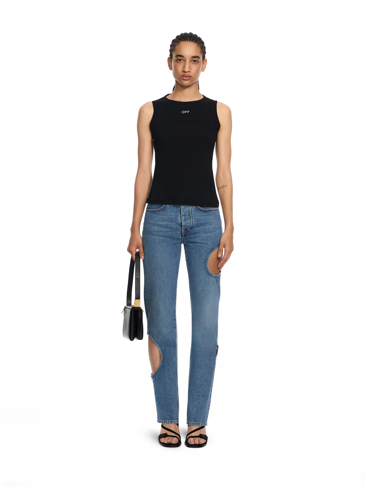 Off Stamp Rib Round Tank Top