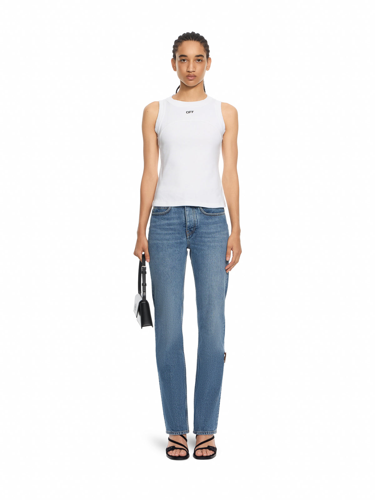 Off Stamp Rib Round Tank Top
