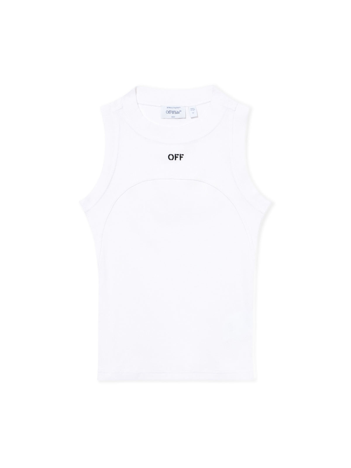 OFF WHITE Off Stamp Rib Round Tank Top White-Black 2FA00673T
