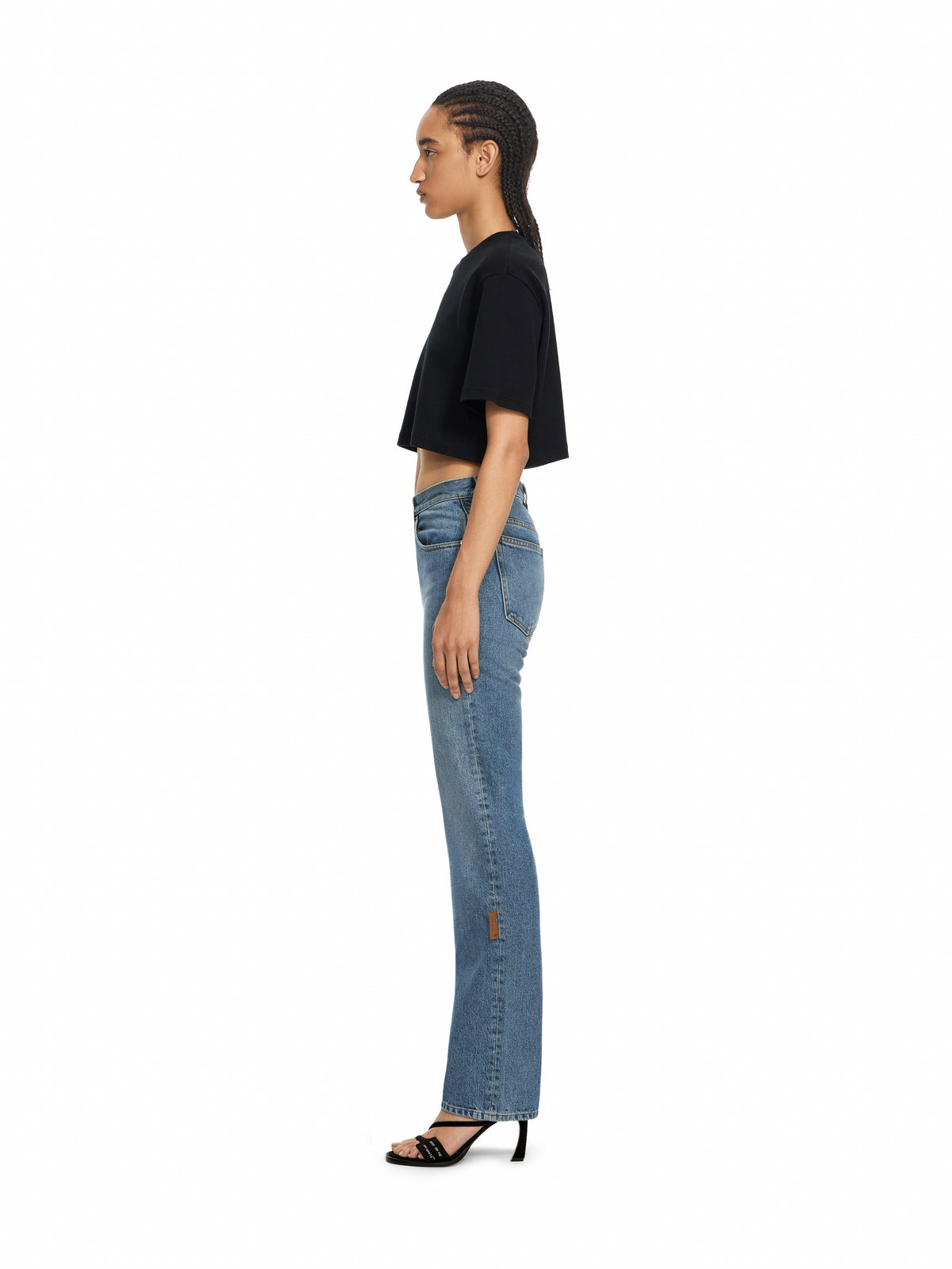 OFF WHITE Off Stamp Rib Cropped Tee Black-White 2FA00678T