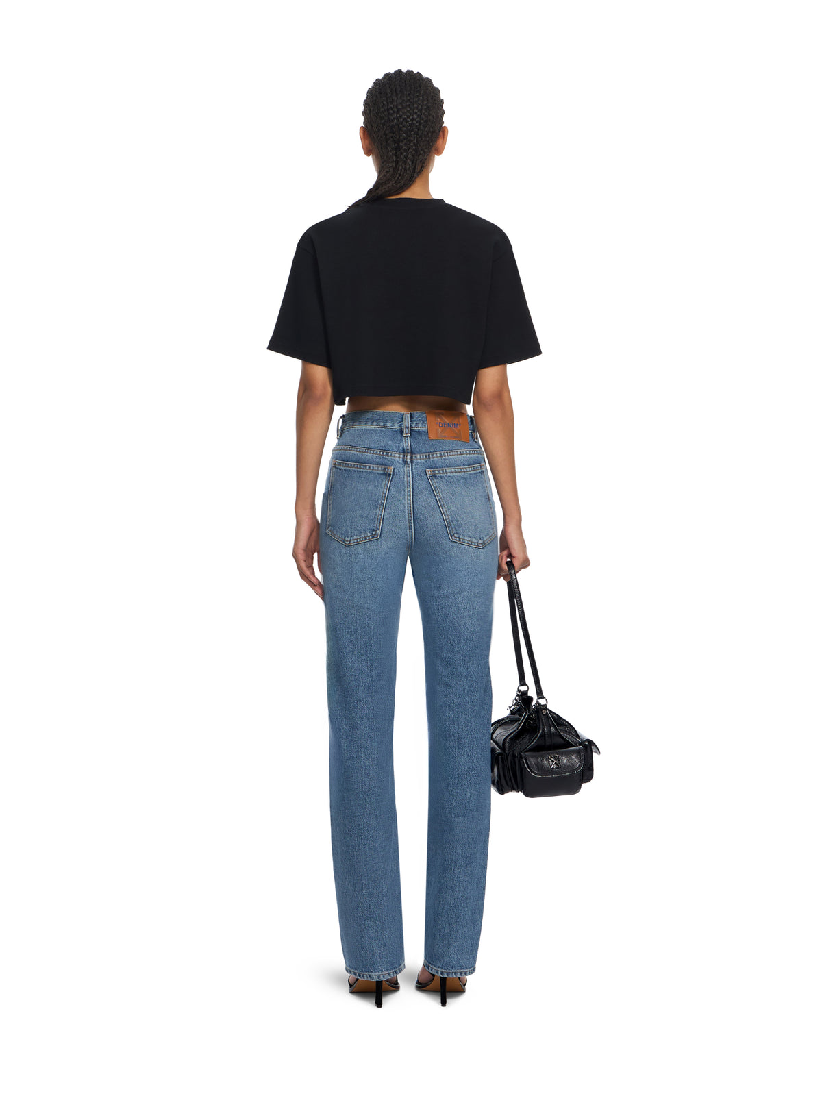 OFF WHITE Off Stamp Rib Cropped Tee Black-White 2FA00678T