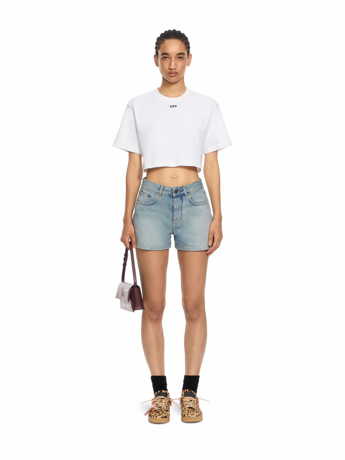 OFF WHITE Off Stamp Rib Cropped Tee White-Black 2FA00678T