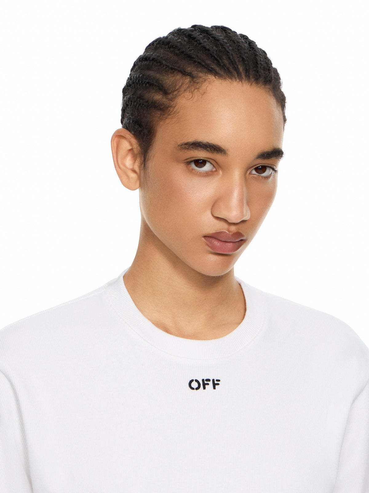 OFF WHITE Off Stamp Rib Cropped Tee White-Black 2FA00678T