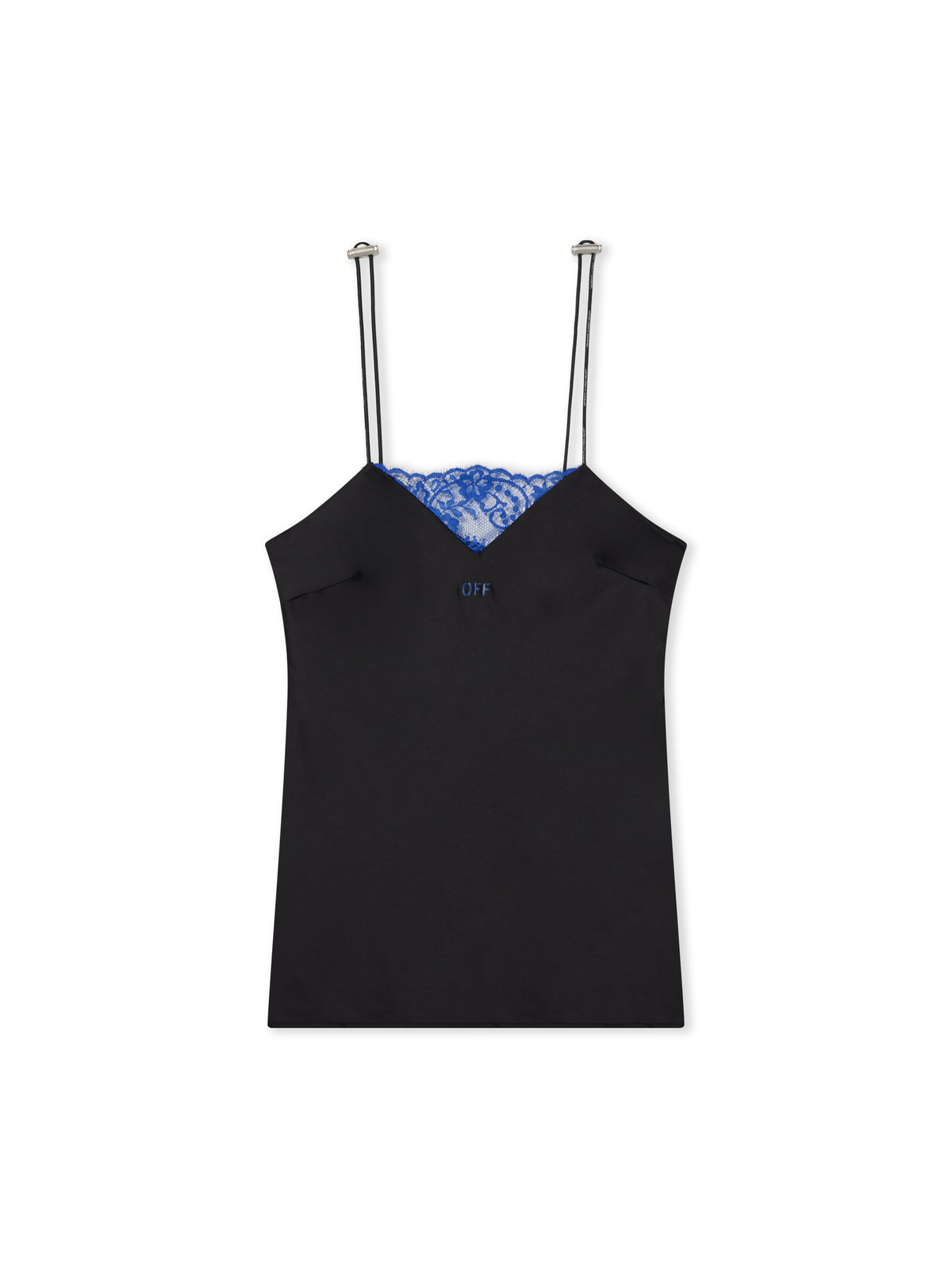 OFF WHITE Satin Lace Slip Camisole Black Nautical Blue 2FA00869T