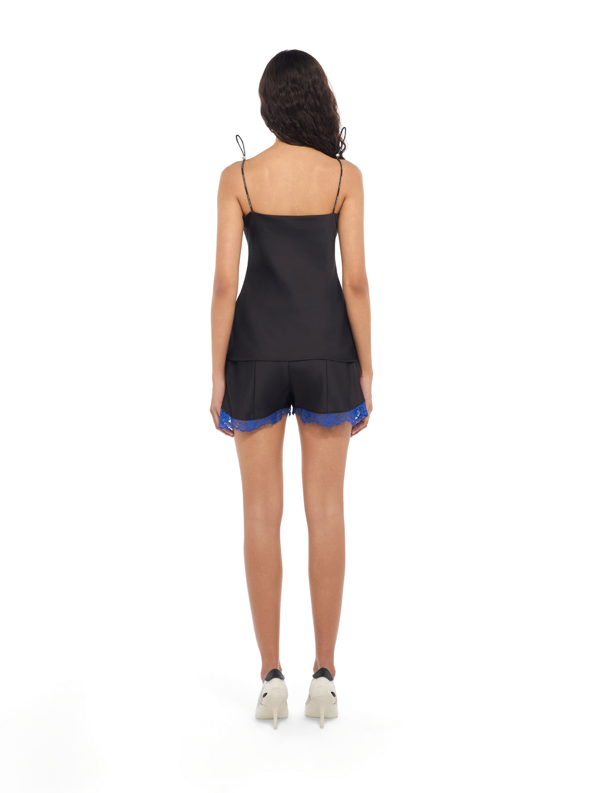 OFF WHITE Satin Lace Slip Camisole Black Nautical Blue 2FA00869T