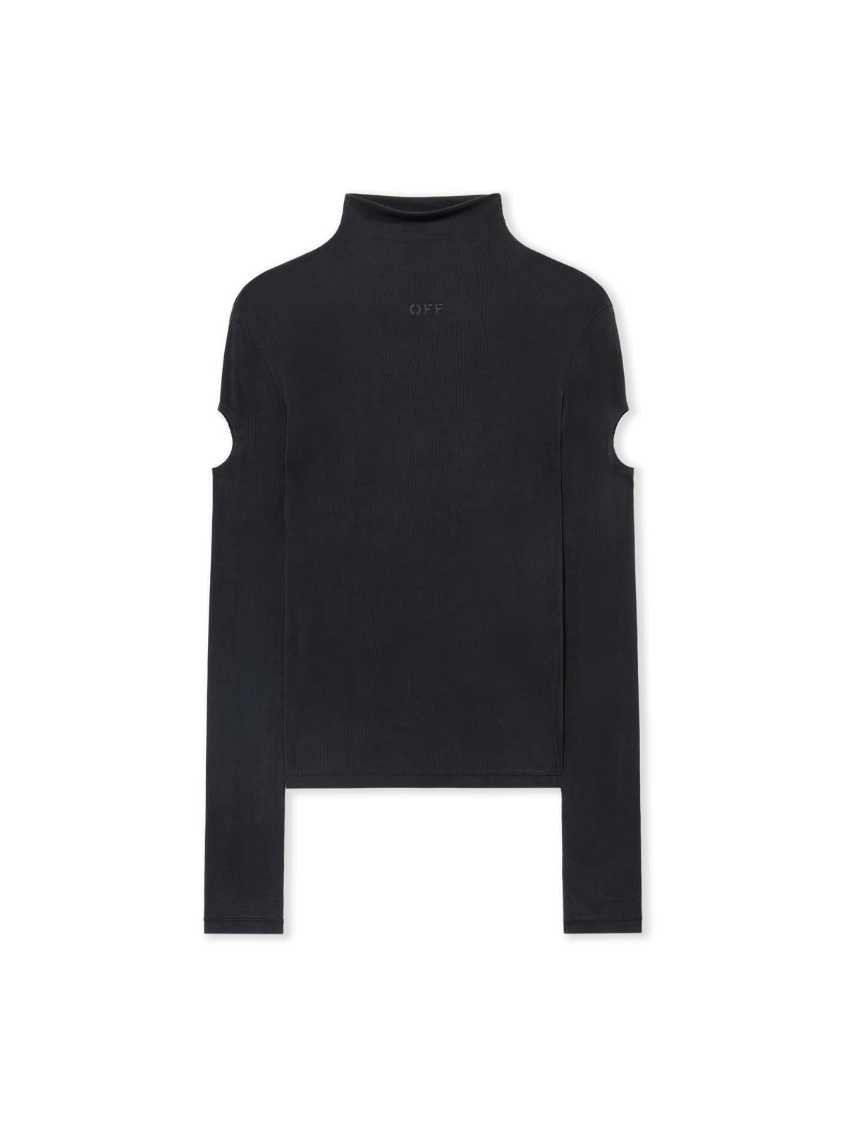 OFF WHITE Cupro Rib Meteor Long Sleeve Top Black-Black 2FB00354T