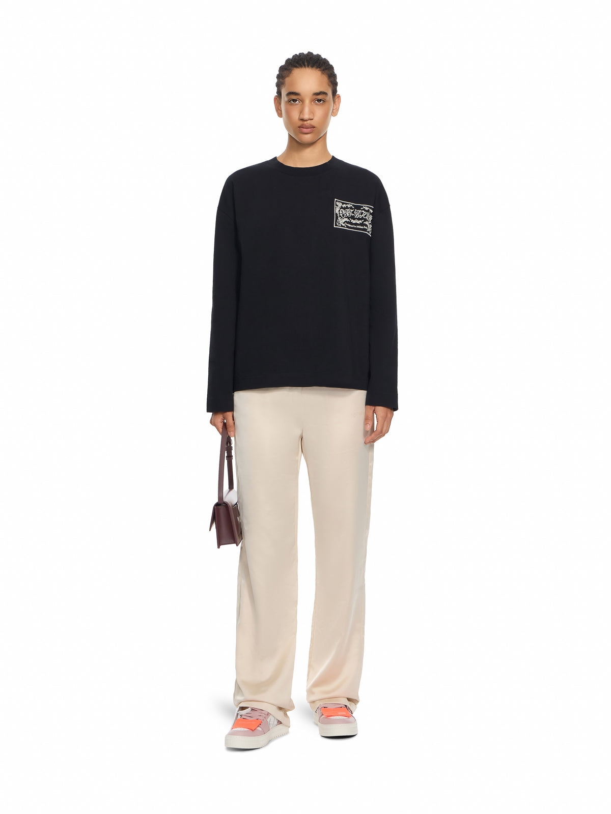 Embroidered Paisley Logo Long Sleeve T-Shirt