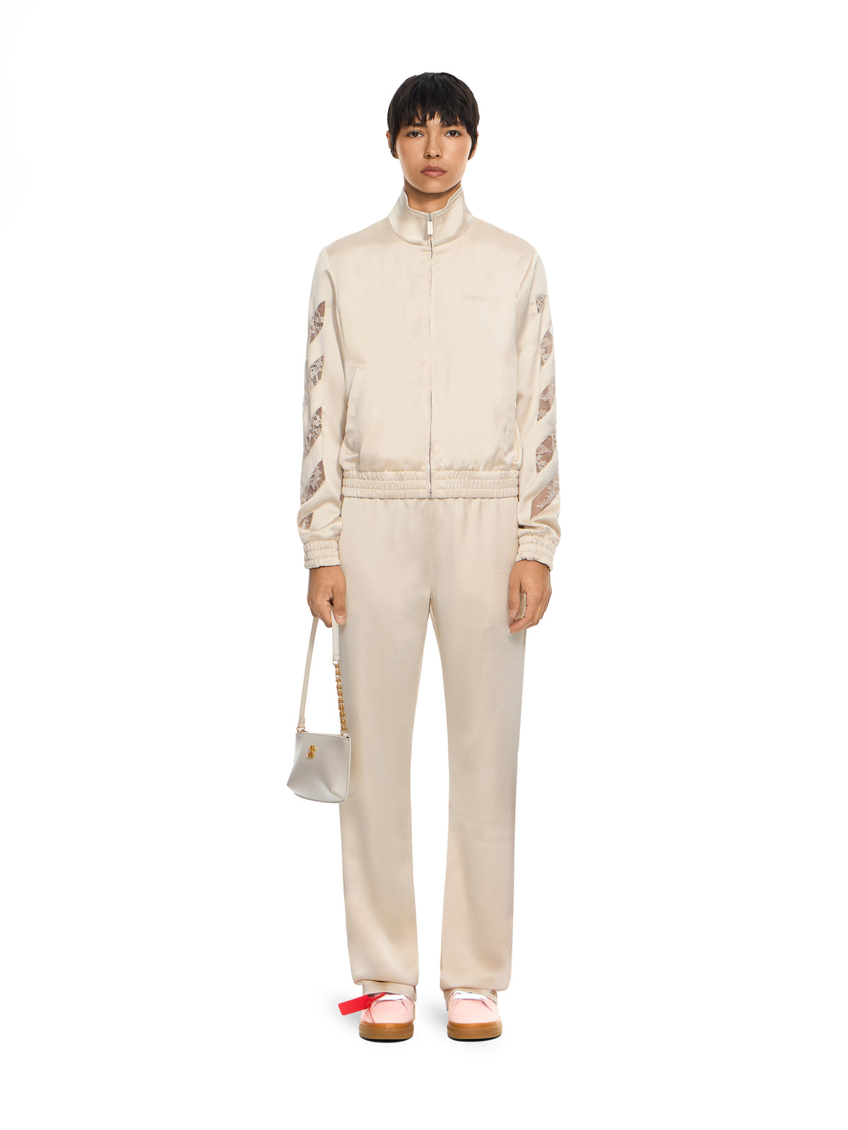 Diagonals Lace Satin Track Jacket