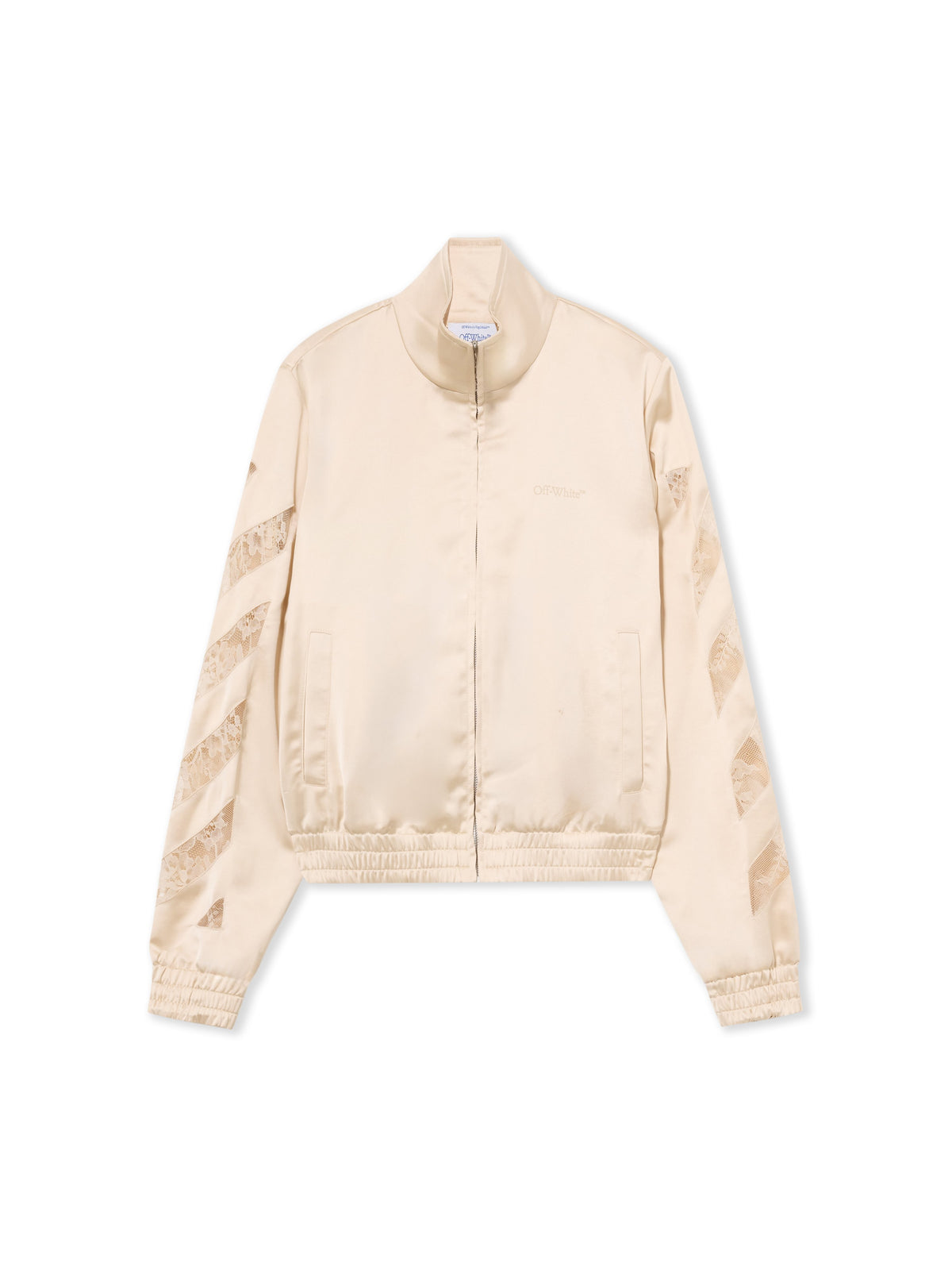 OFF WHITE Diagonals Lace Satin Track Jacket Ivory Ivory 2FB00651T