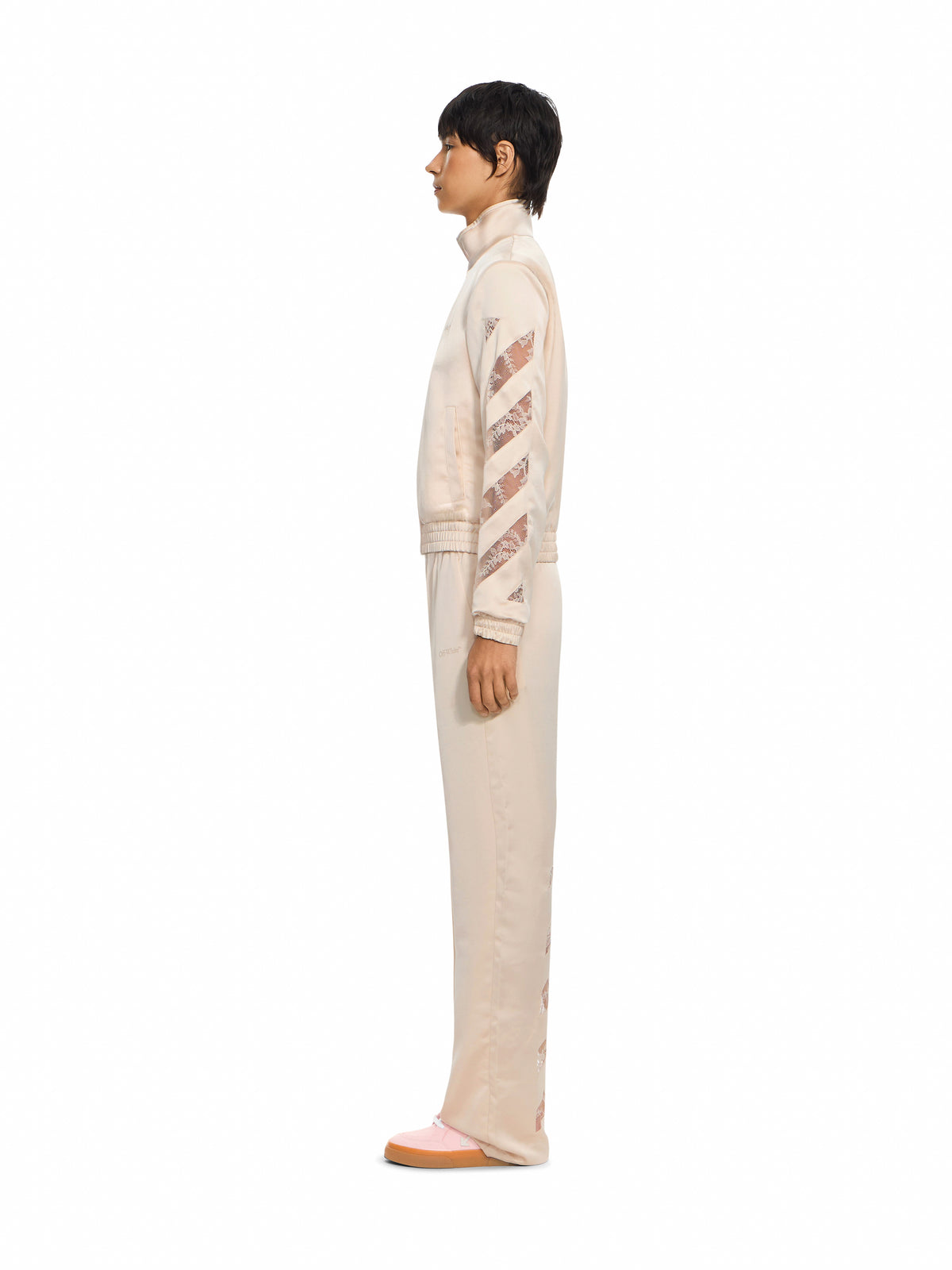 OFF WHITE Diagonals Lace Satin Track Jacket Ivory Ivory 2FB00651T