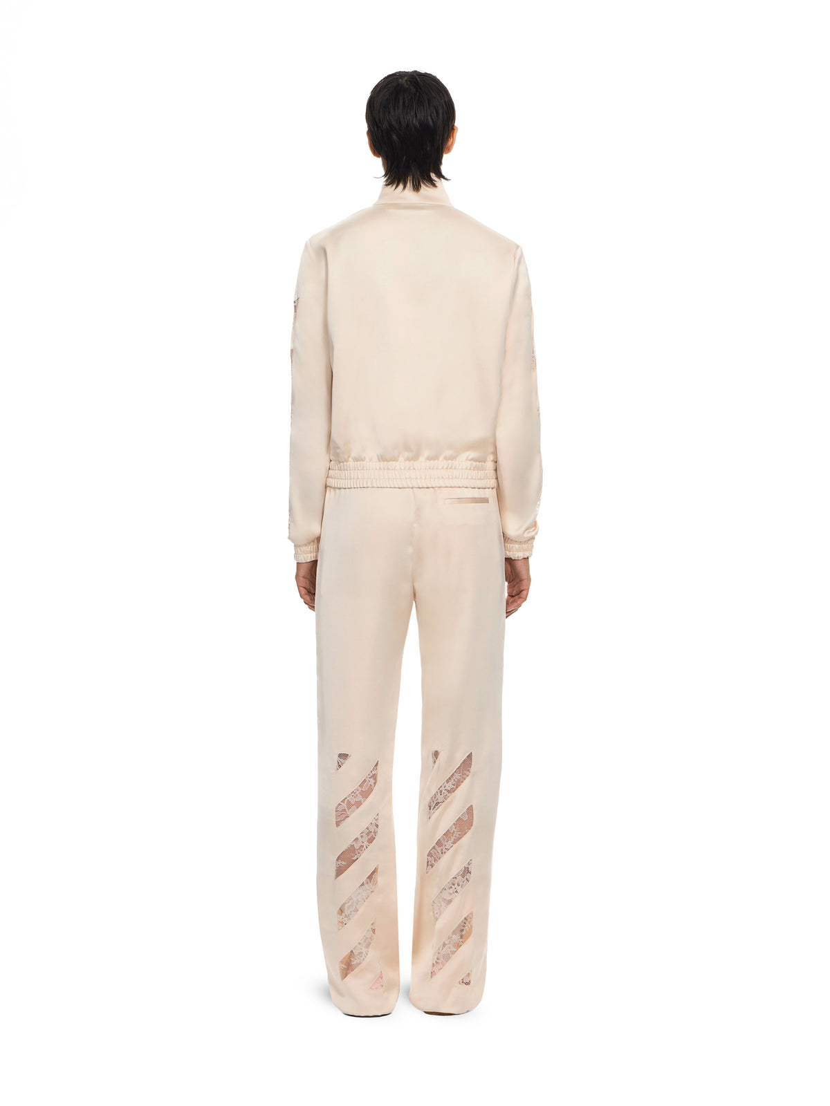 OFF WHITE Diagonals Lace Satin Track Jacket Ivory Ivory 2FB00651T