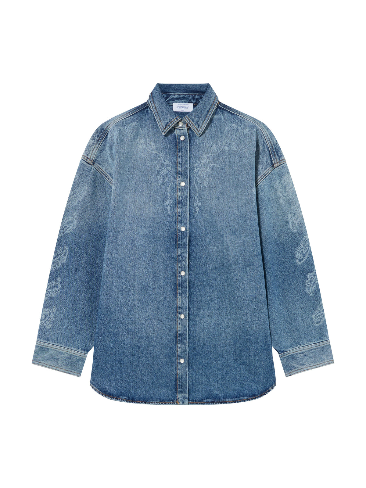OFF WHITE Paisley Denim Lover Shirt Jacket Light Medium Blue White 2FB00664T