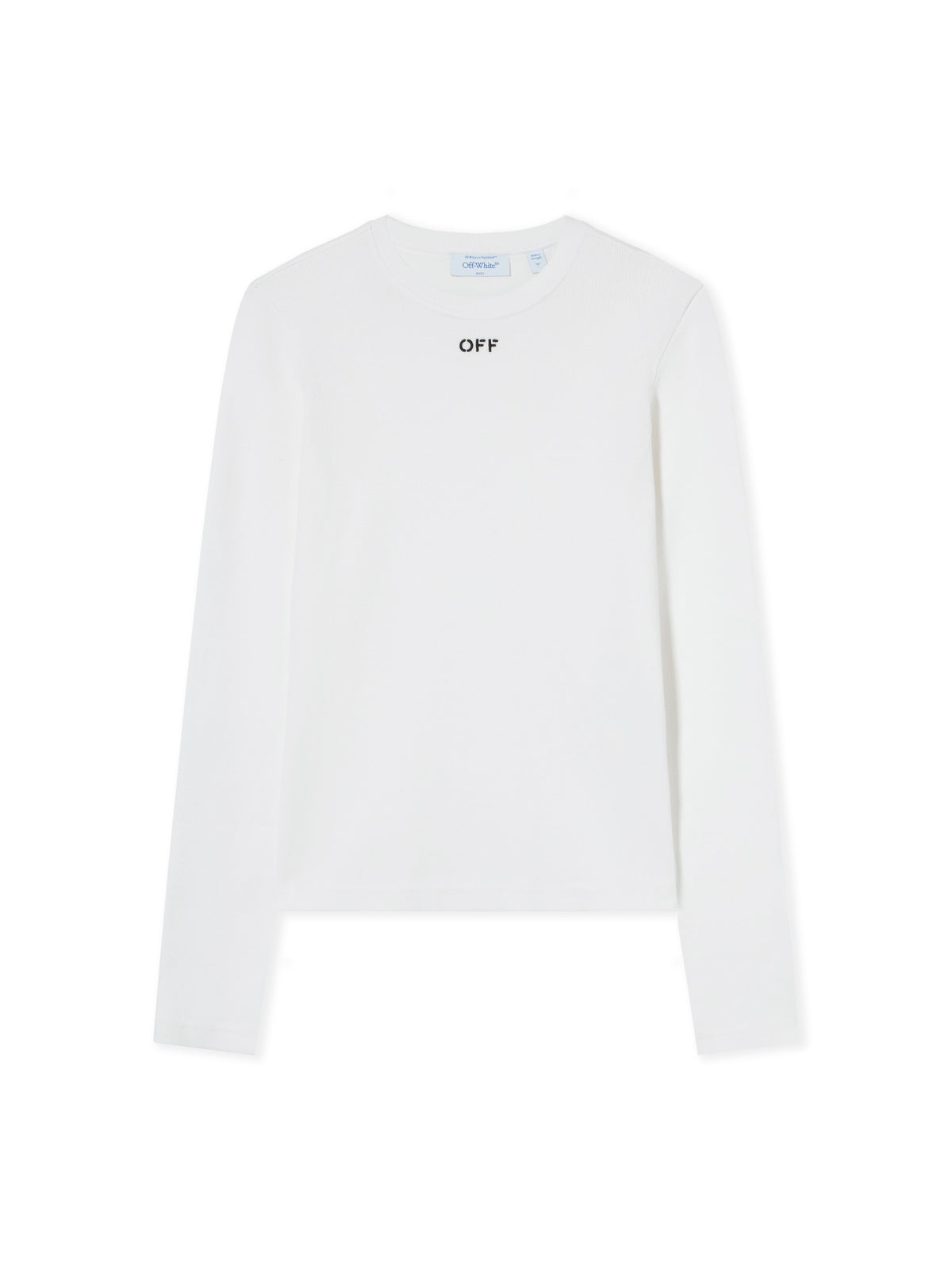 OFF WHITE Off Stamp Ribbed Long Sleeves T-Shirt White-Black 2FB00674T