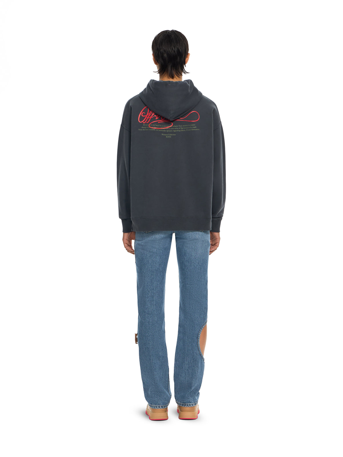 OFF WHITE Flowers Field Skate Hoodie Fade Out Black High Risk Red 2FE00447T