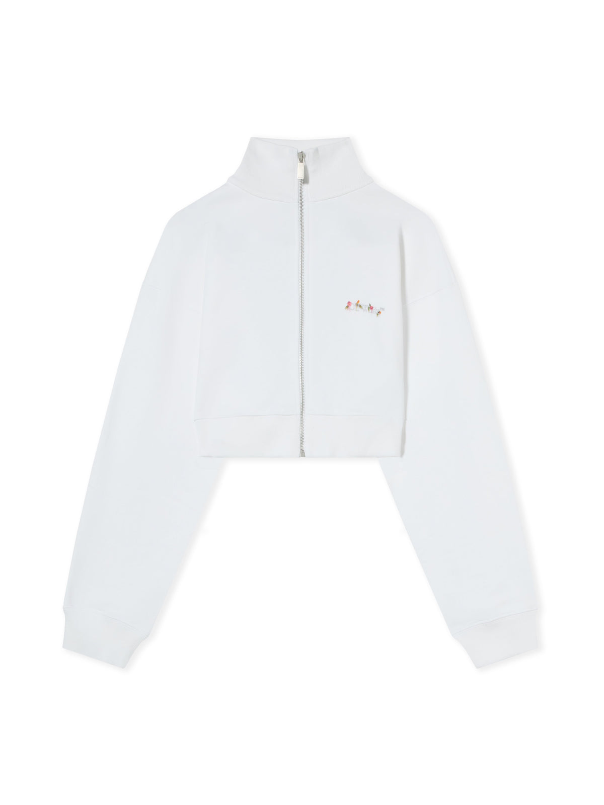 OFF WHITE Arrow Chinè Flower Crop Zip Up White Hawthorn Rose 2FE00508T