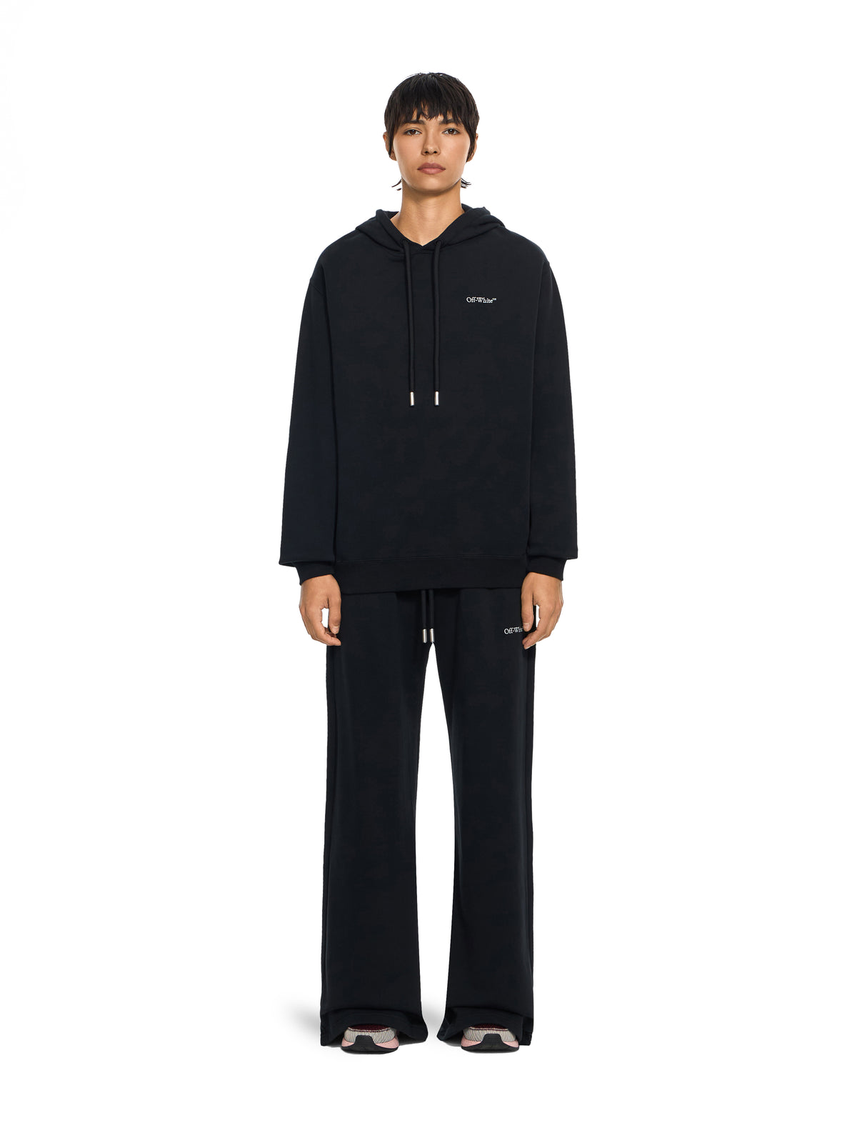 OFF WHITE Embroidered Arrow Out Flower Hoodie Black Balsam Green 2FE00509T