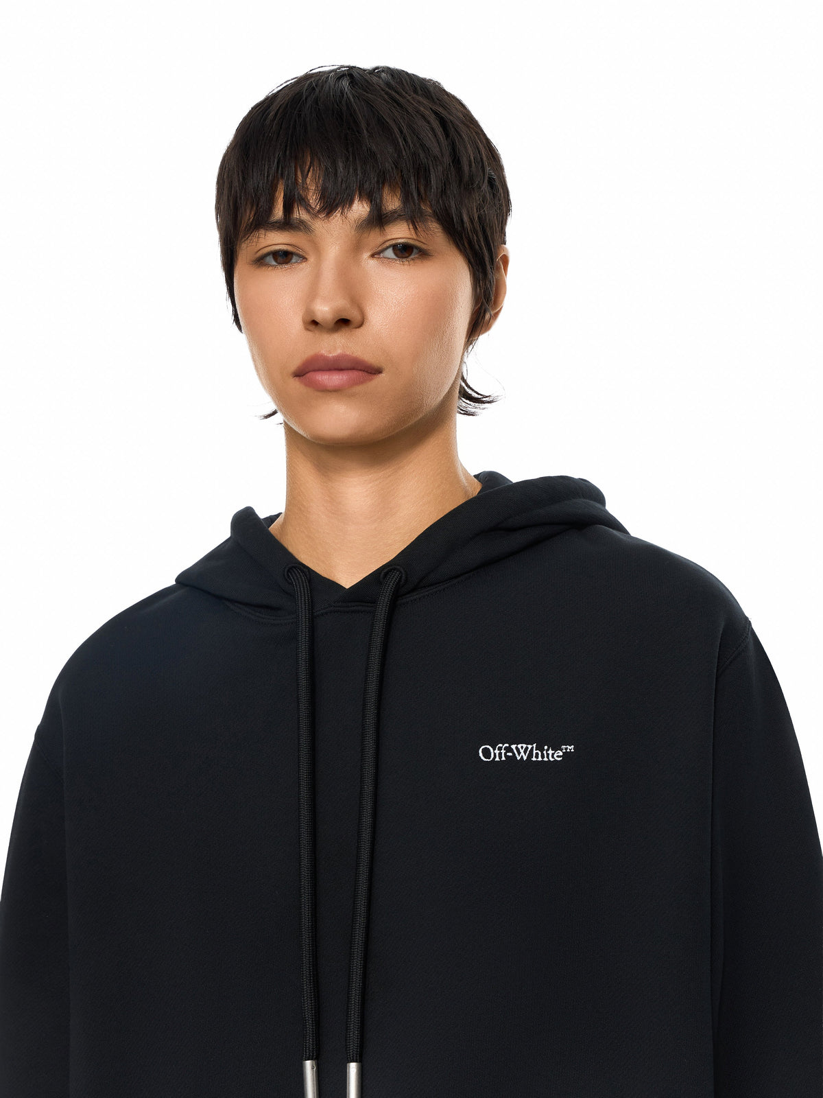 OFF WHITE Embroidered Arrow Out Flower Hoodie Black Balsam Green 2FE00509T