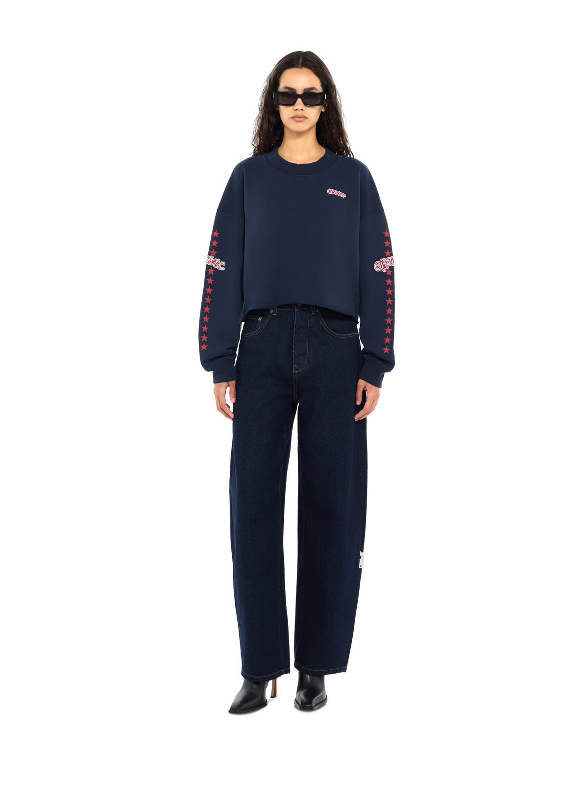 Logo Patch Star Cropped Sweatshirt