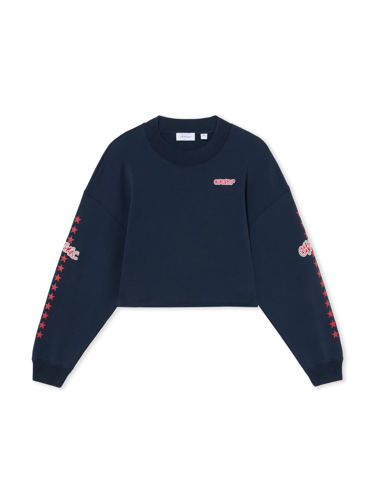 OFF WHITE Logo Patch Star Cropped Sweatshirt Dark Sapphire High Risk Red 2FE00512T