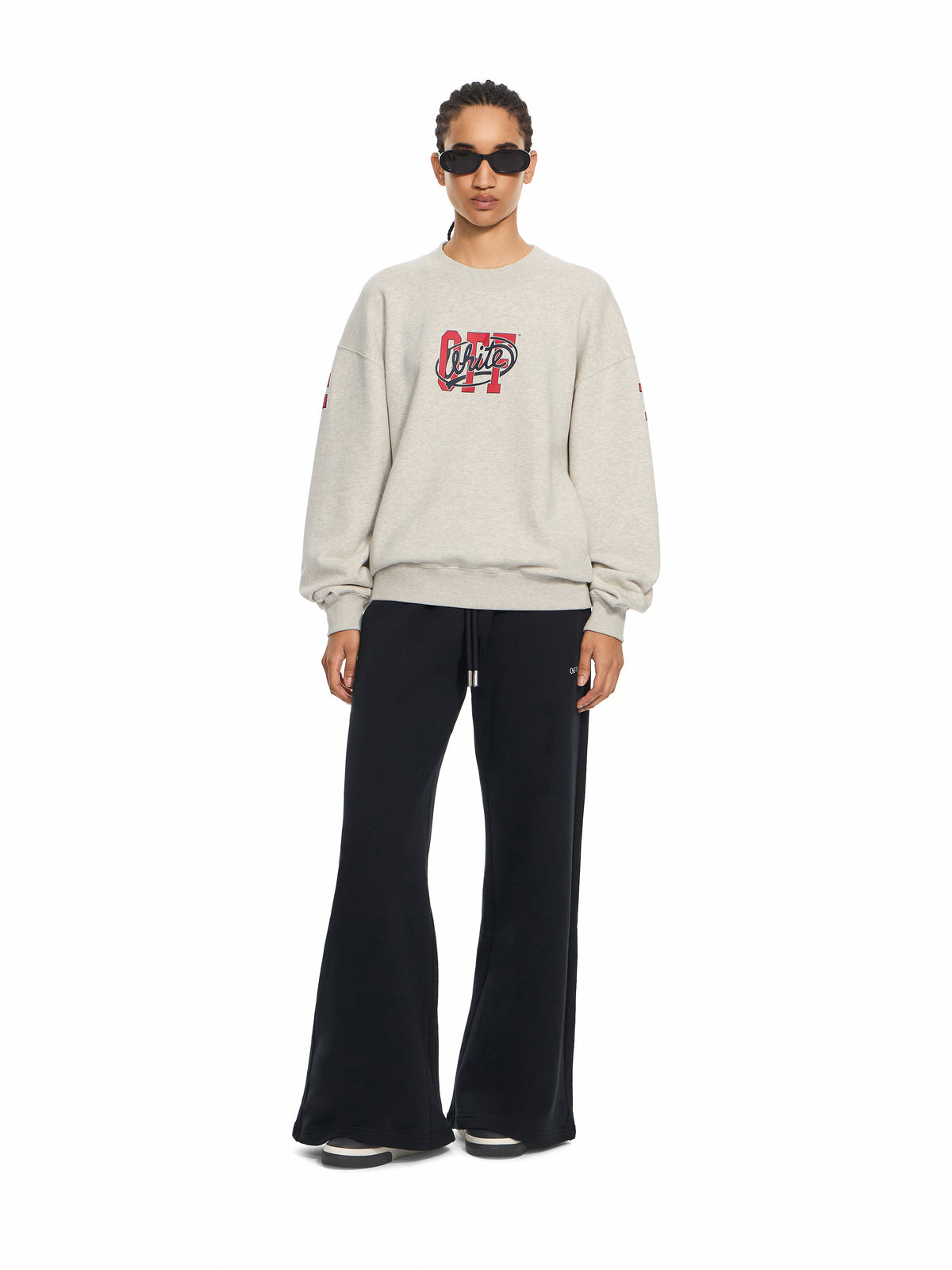 OFF WHITE Off College Oversized Crewneck Grey Melange High Risk Red 2FE00513T