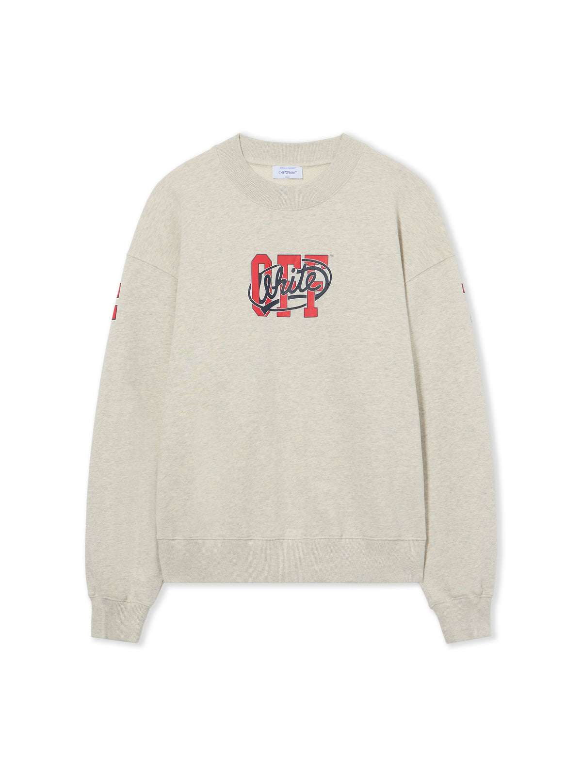 OFF WHITE Off College Oversized Crewneck Grey Melange High Risk Red 2FE00513T