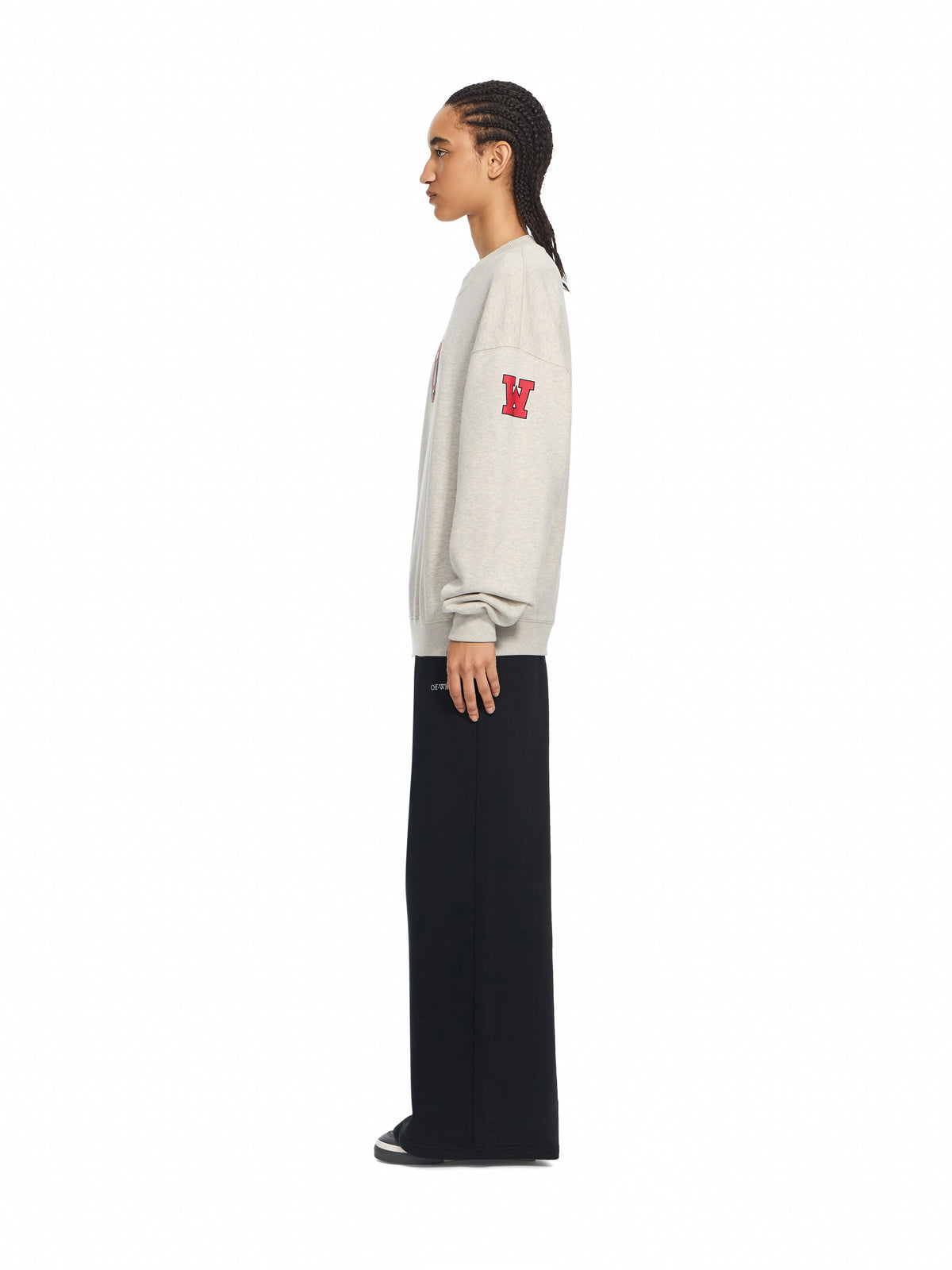 OFF WHITE Off College Oversized Crewneck Grey Melange High Risk Red 2FE00513T