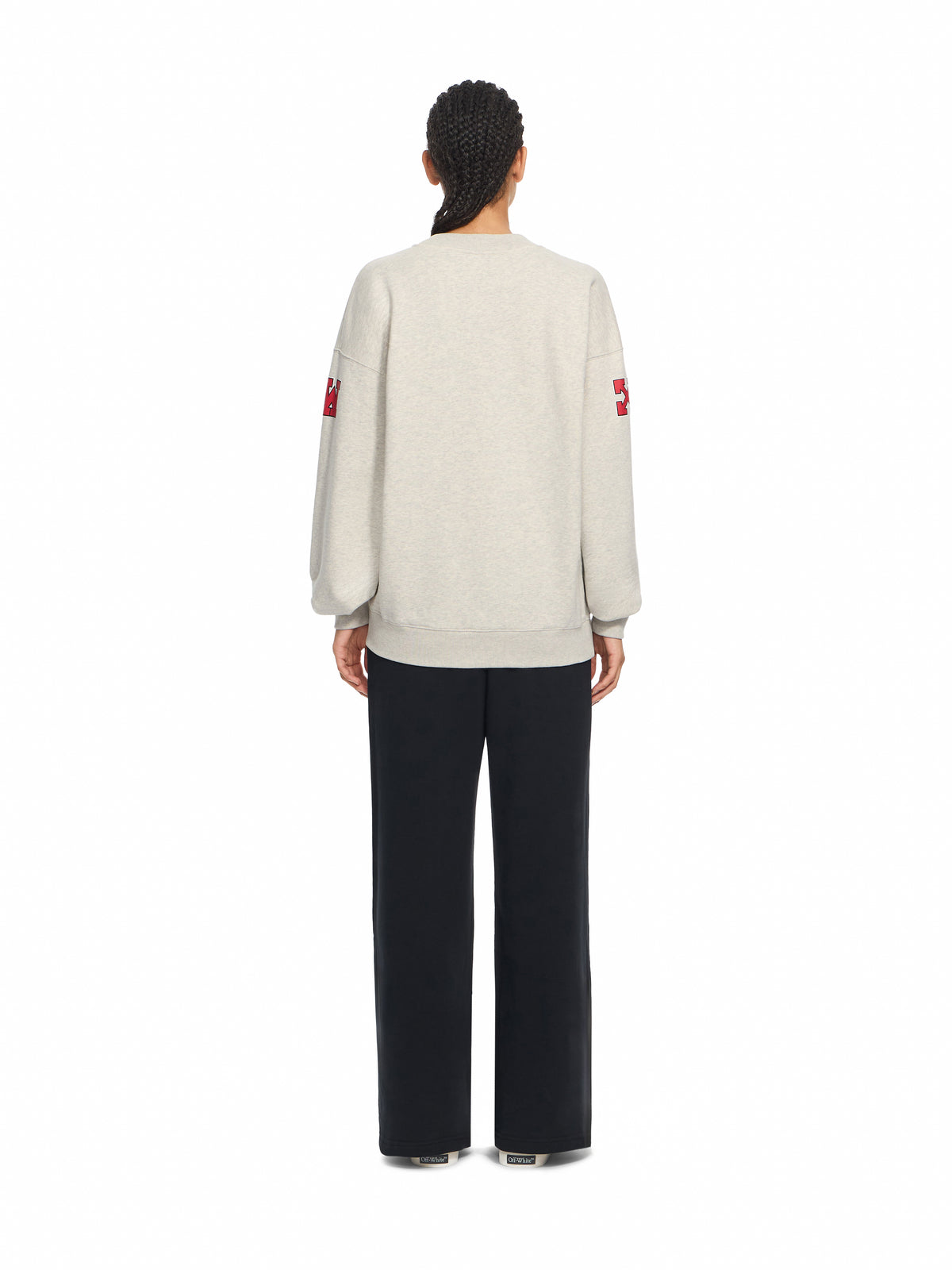 OFF WHITE Off College Oversized Crewneck Grey Melange High Risk Red 2FE00513T