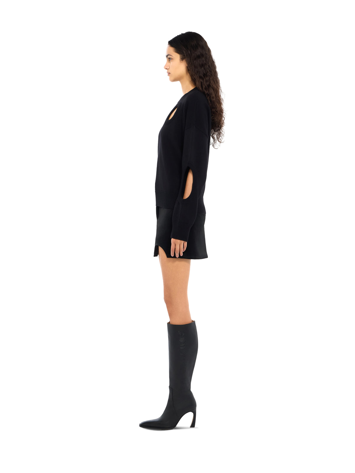 OFF WHITE Meteor Cropped Knit Sweater Black-White 2FE00527T