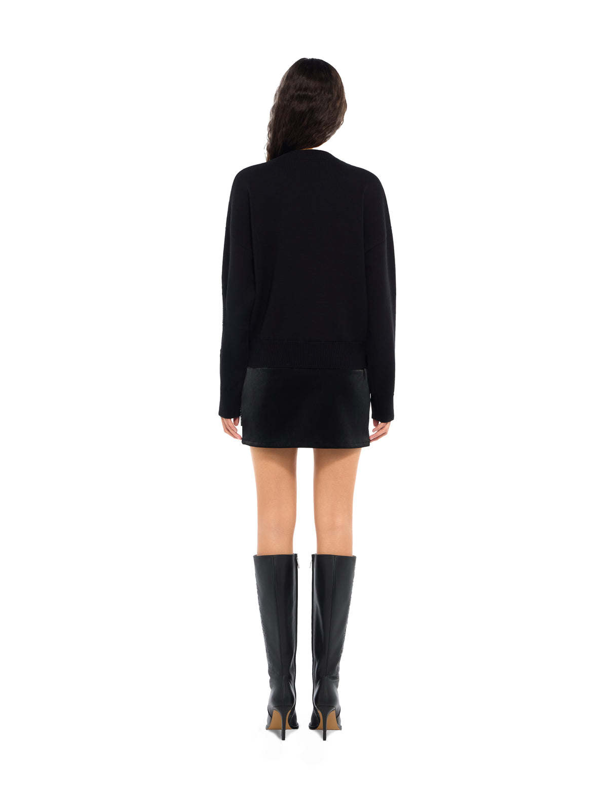 OFF WHITE Meteor Cropped Knit Sweater Black-White 2FE00527T