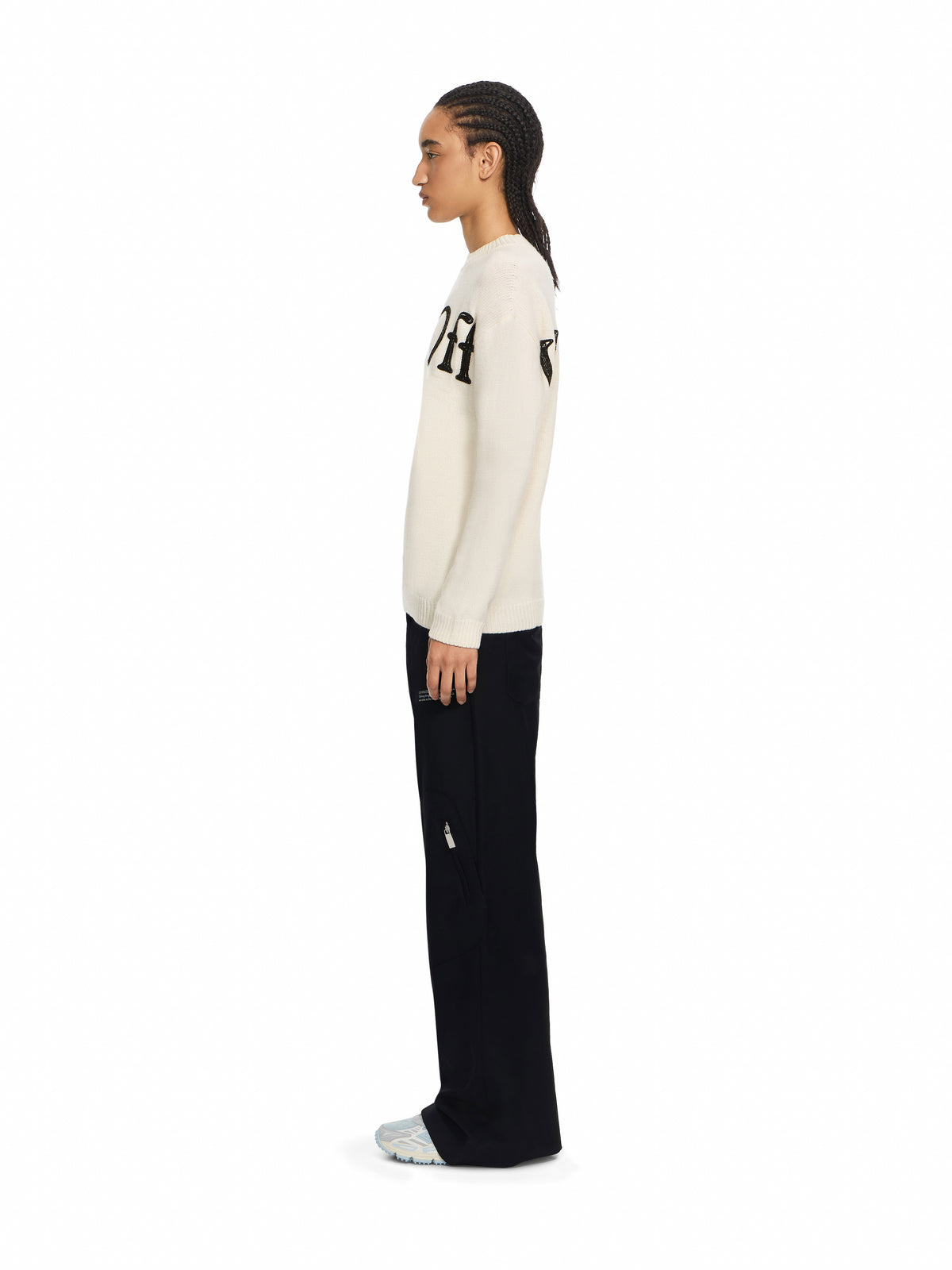 OFF WHITE Bookish Shared Logo Knit Sweater Ivory Black 2FE00533T