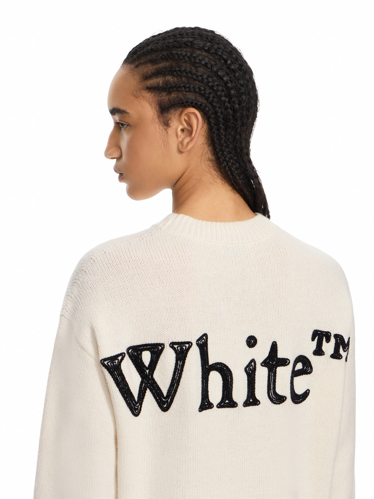 OFF WHITE Bookish Shared Logo Knit Sweater Ivory Black 2FE00533T