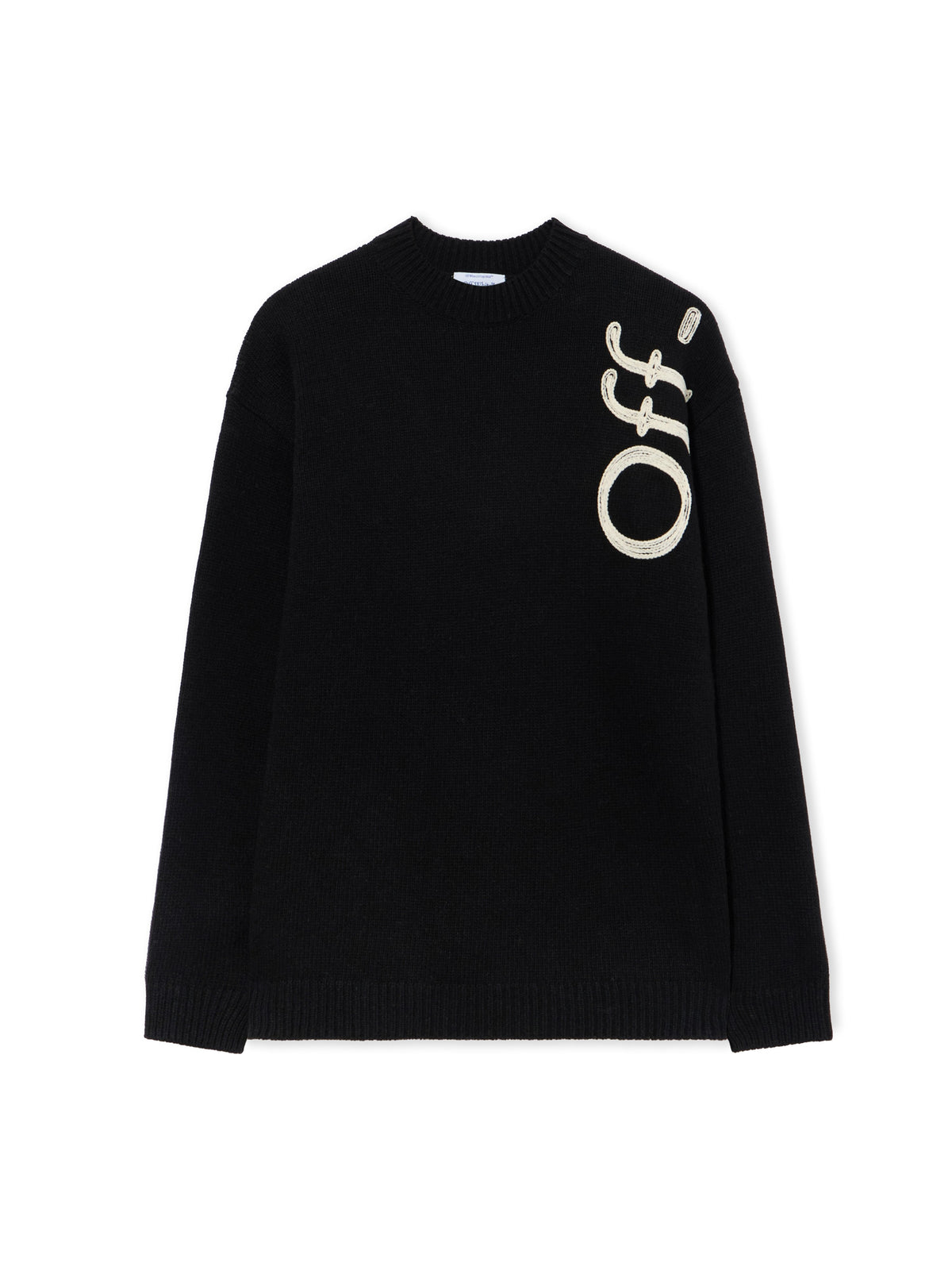 OFF WHITE Vertical Bookish Logo Knit Crewneck Black Ivory 2FE00534T