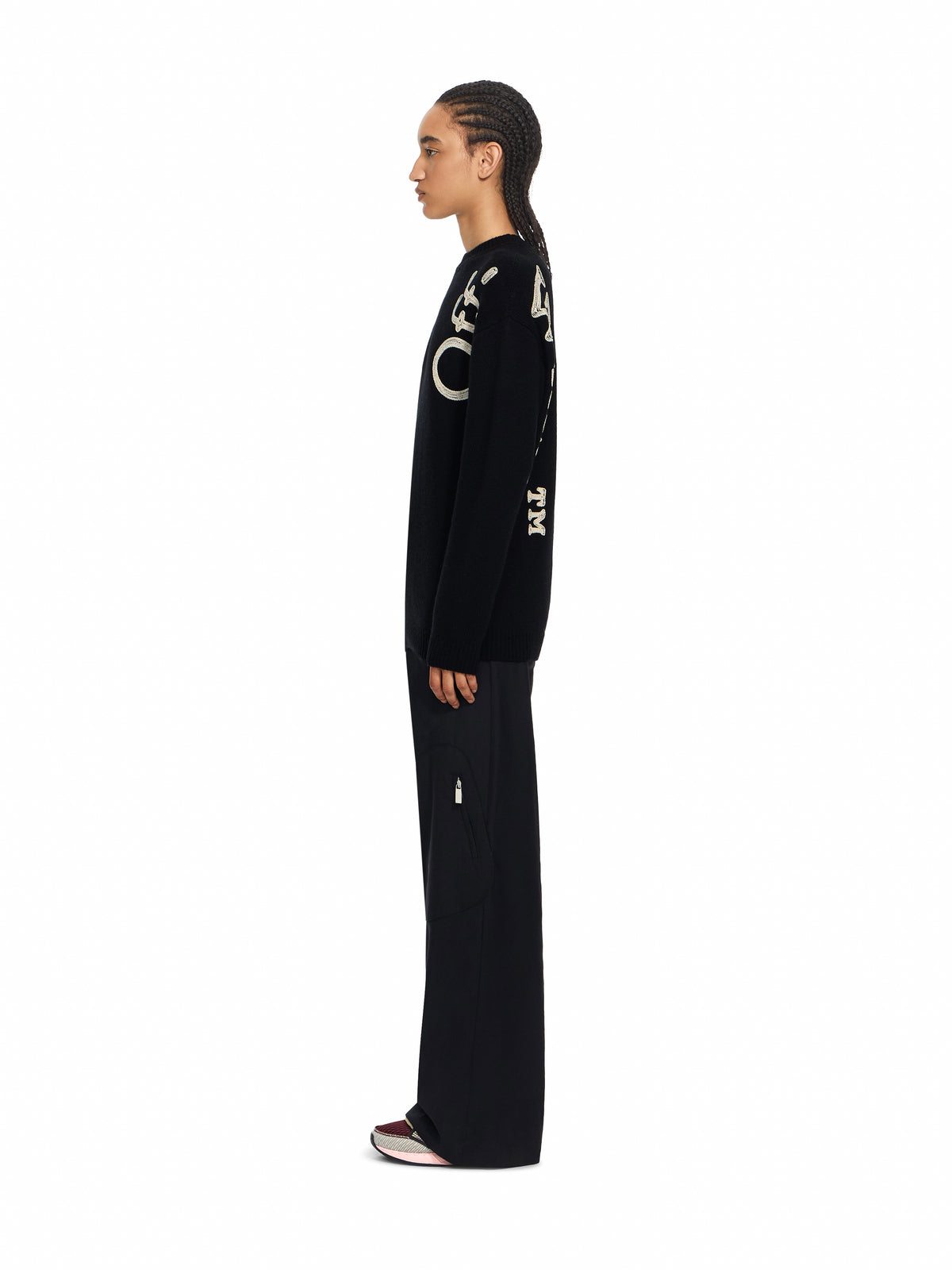 OFF WHITE Vertical Bookish Logo Knit Crewneck Black Ivory 2FE00534T