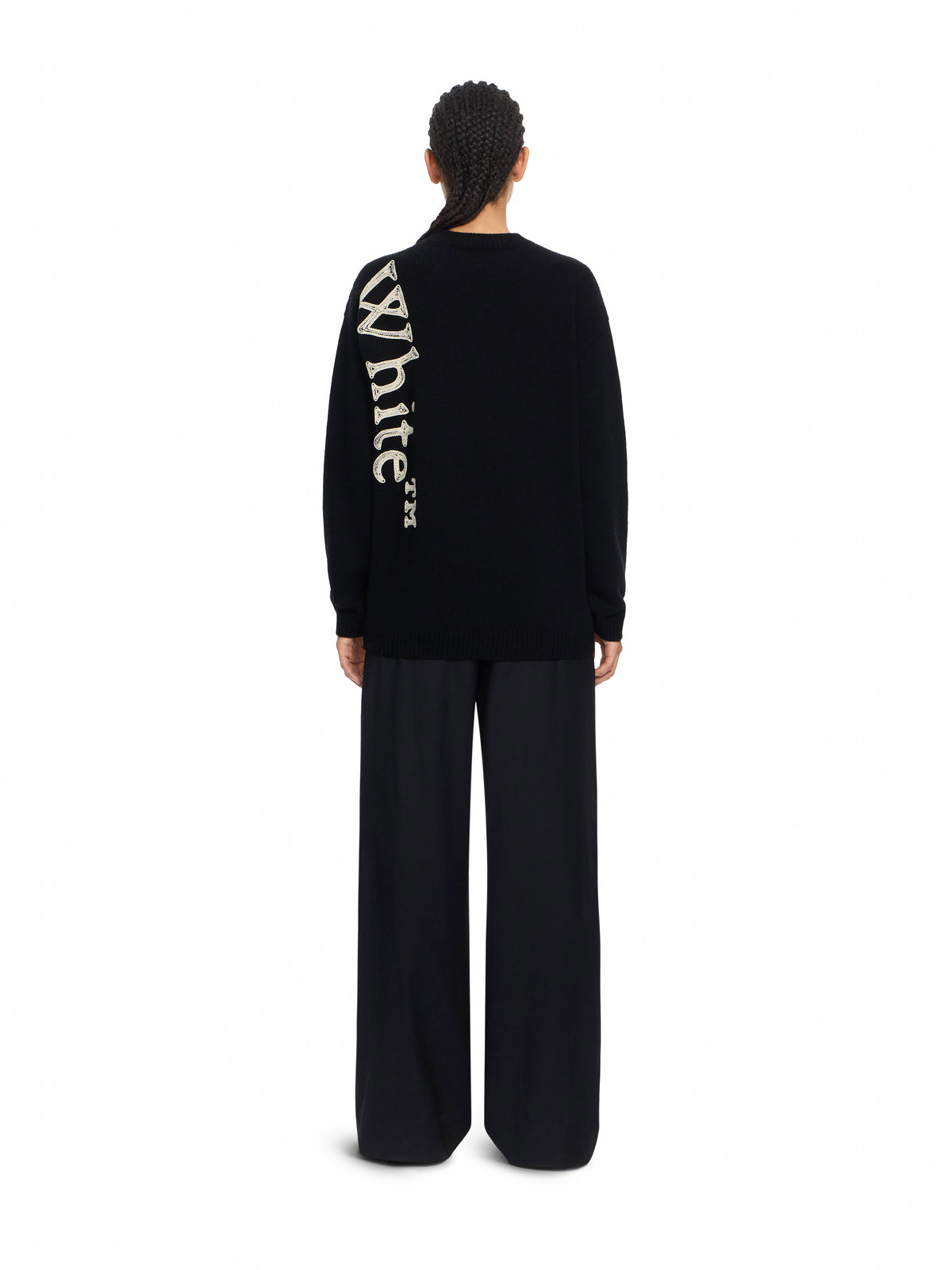 OFF WHITE Vertical Bookish Logo Knit Crewneck Black Ivory 2FE00534T