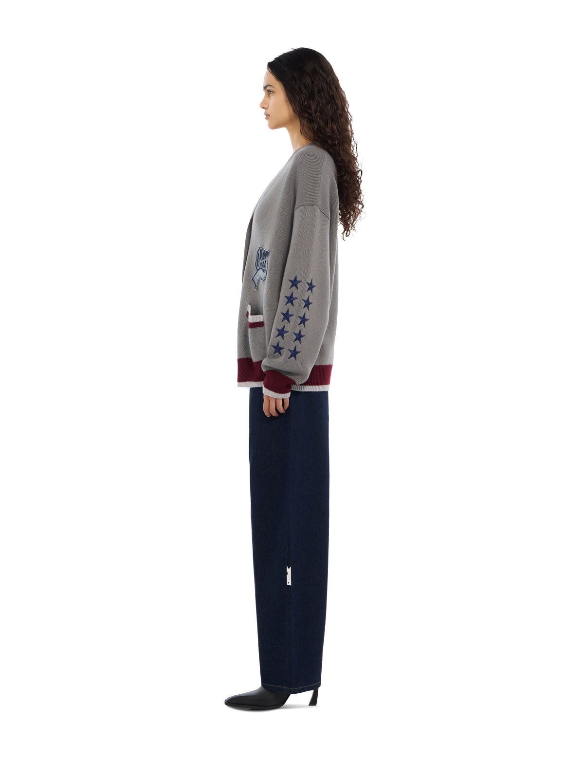 OFF WHITE College Varsity Knit Cardigan Rosin Port Royal 2FE00536T