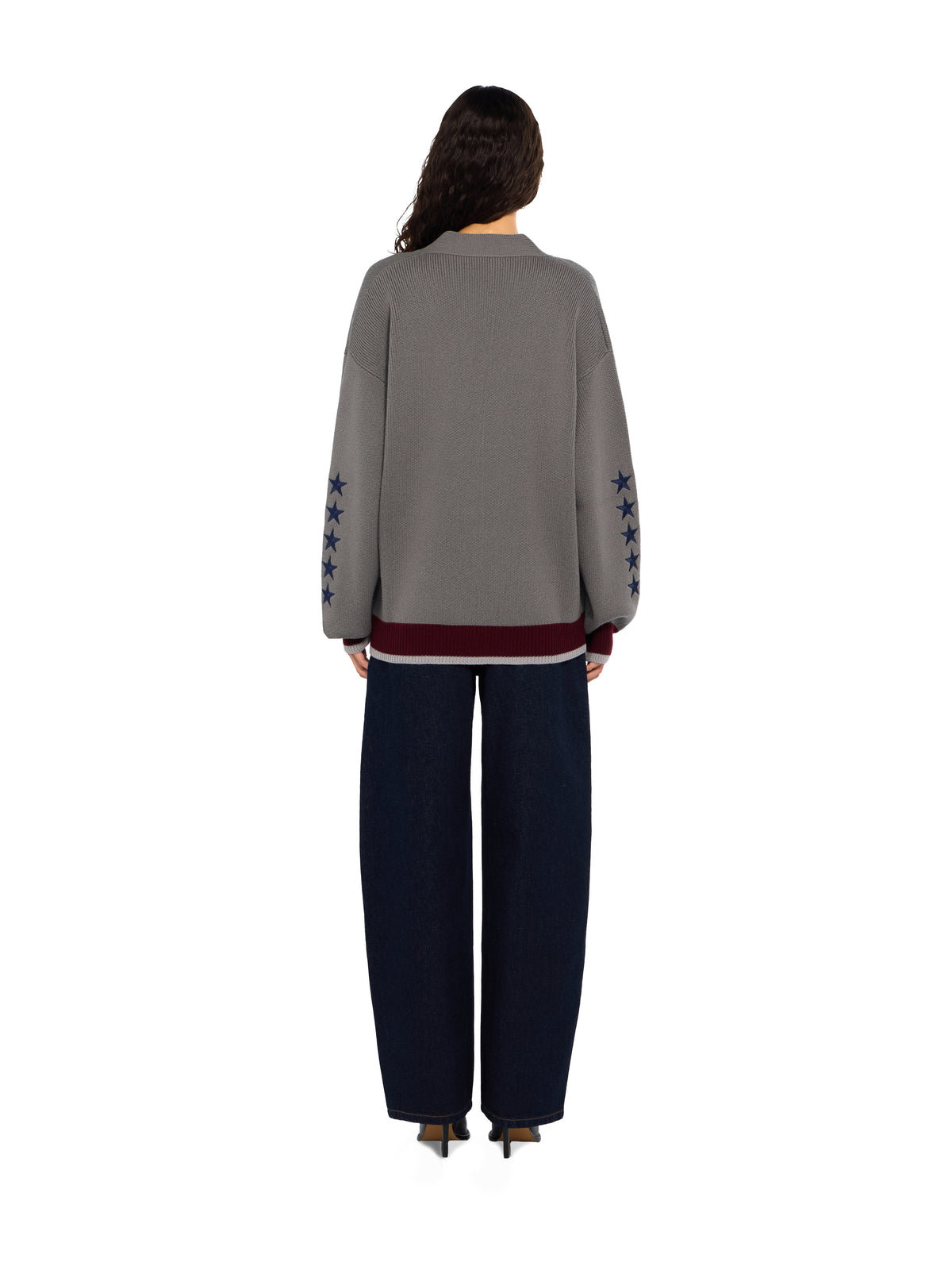 OFF WHITE College Varsity Knit Cardigan Rosin Port Royal 2FE00536T