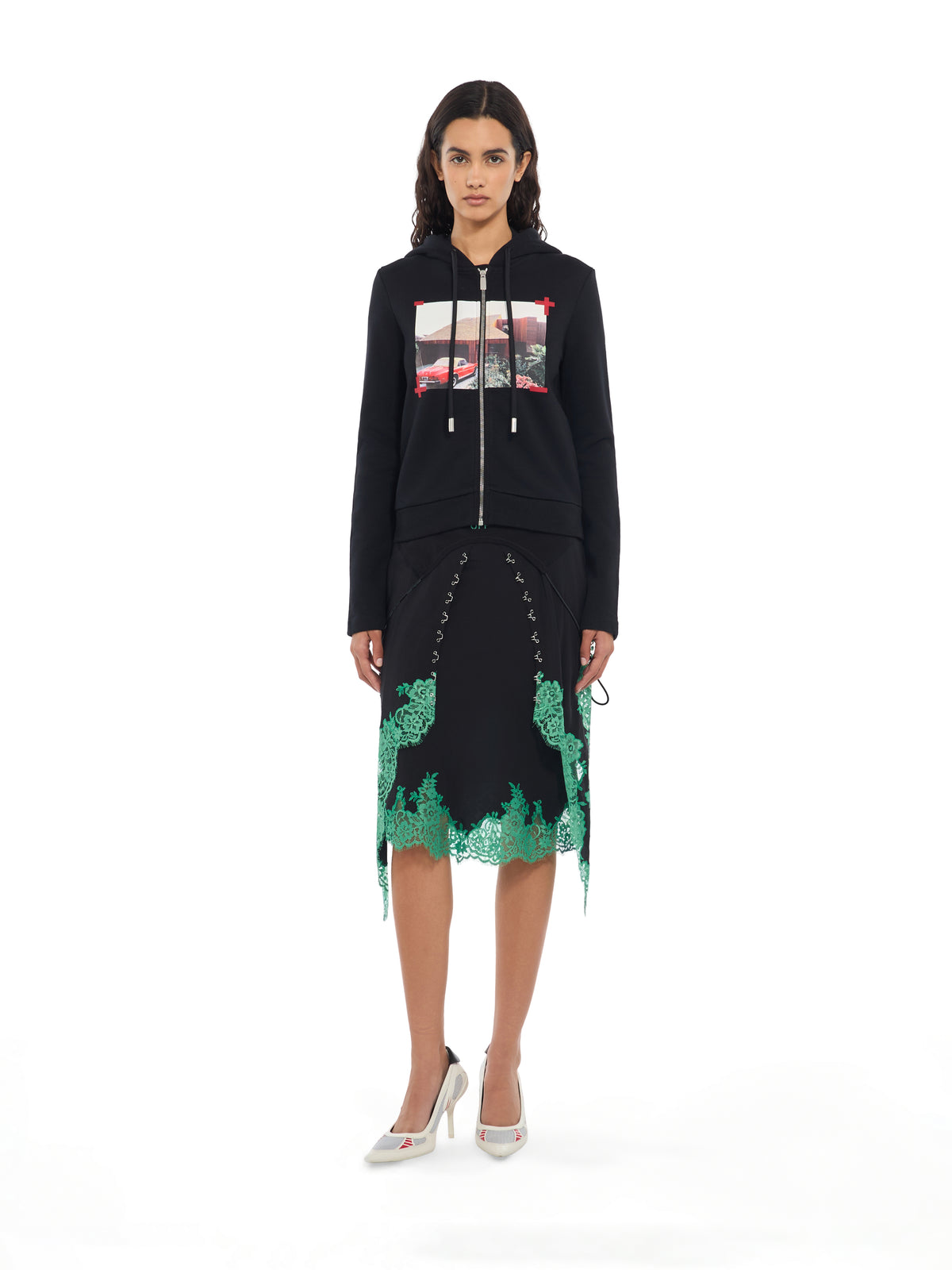 OFF WHITE Mr. Davis Architecture Slim Zip-Up Hoodie Black-Black 2FE00730T