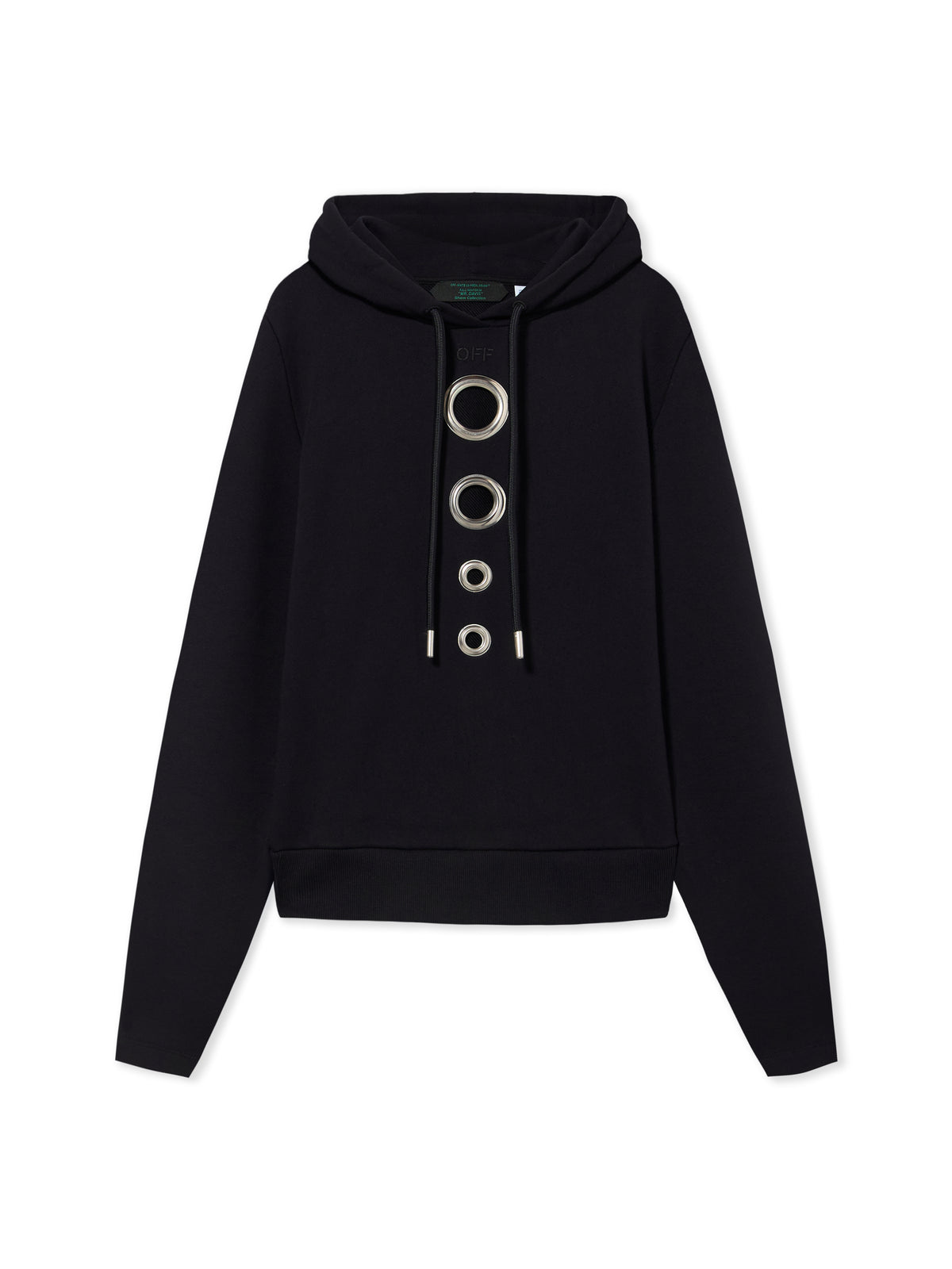 OFF WHITE Eyelet Meteor Slim Hoodie Black-Black 2FE00855T
