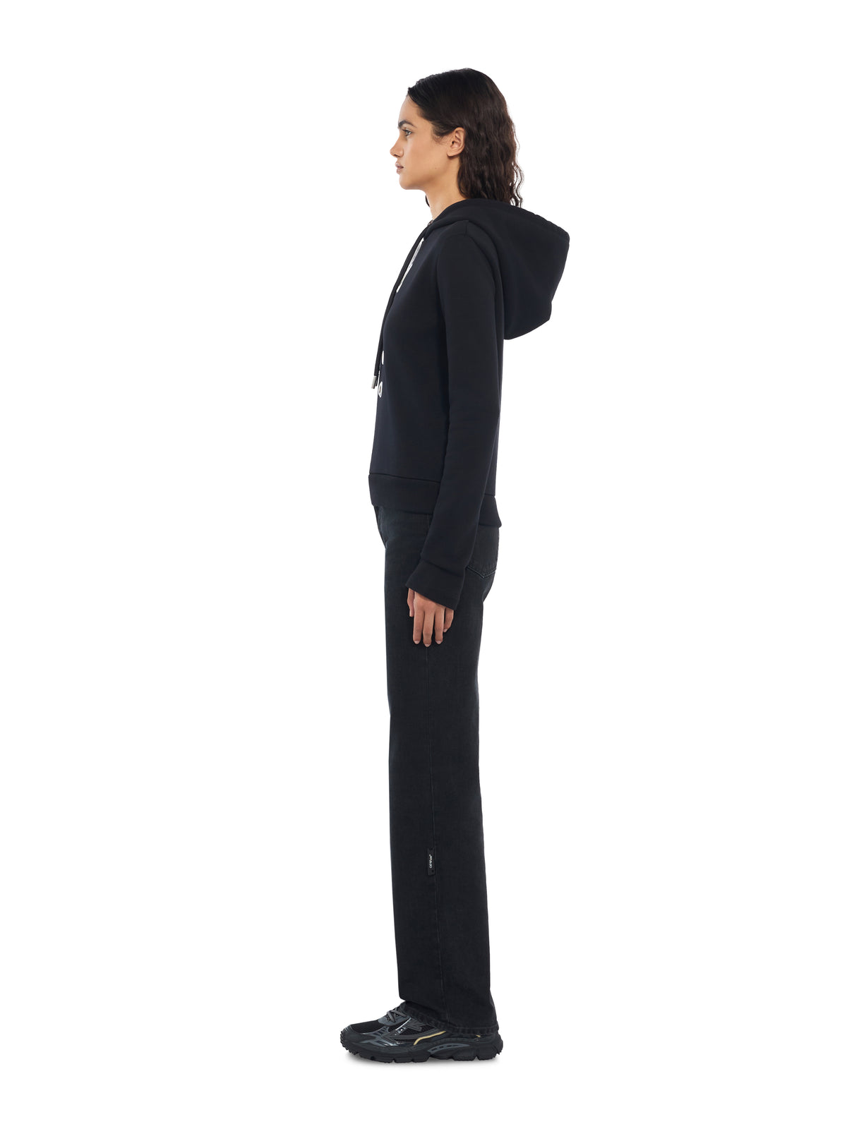 OFF WHITE Eyelet Meteor Slim Hoodie Black-Black 2FE00855T