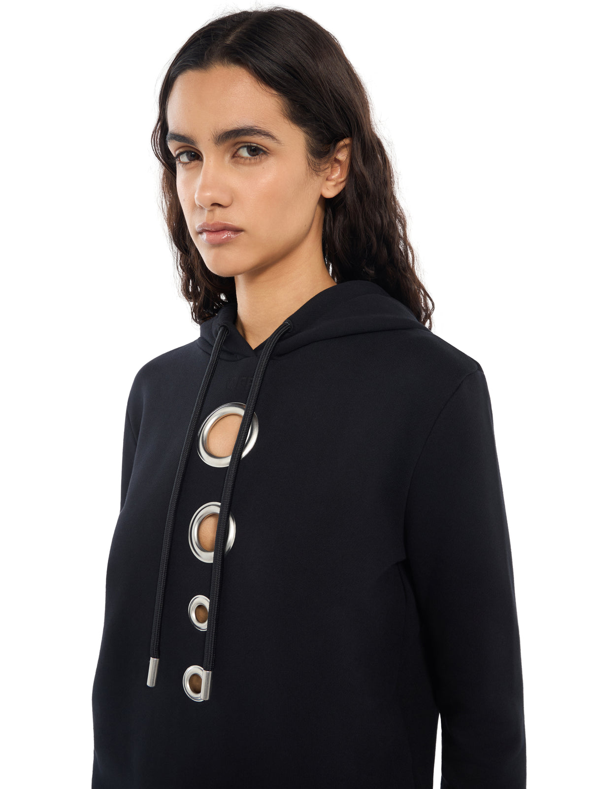 OFF WHITE Eyelet Meteor Slim Hoodie Black-Black 2FE00855T