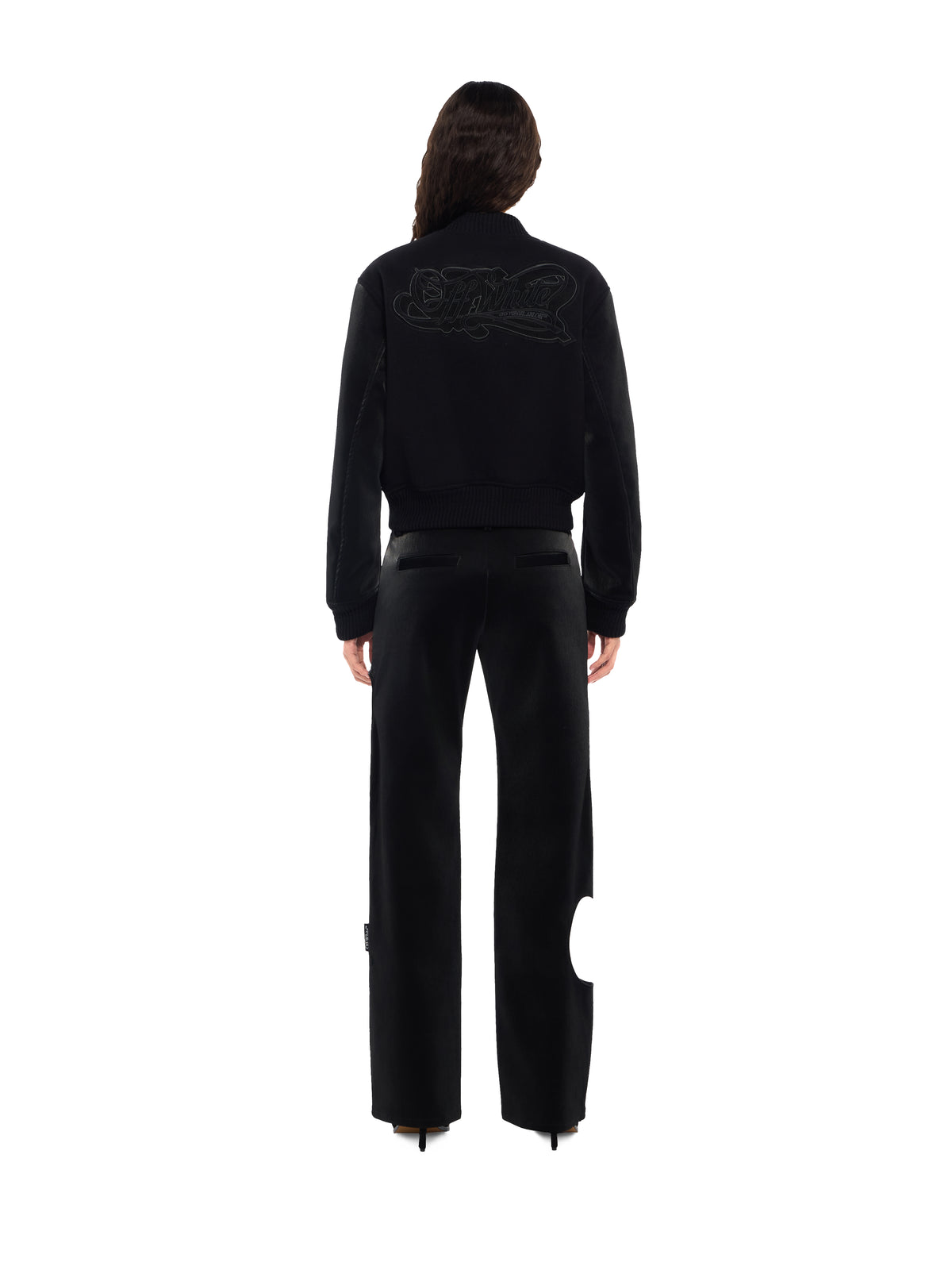 OFF WHITE Velvet-Coated Varsity Jacket Black-Black 2FG00403T