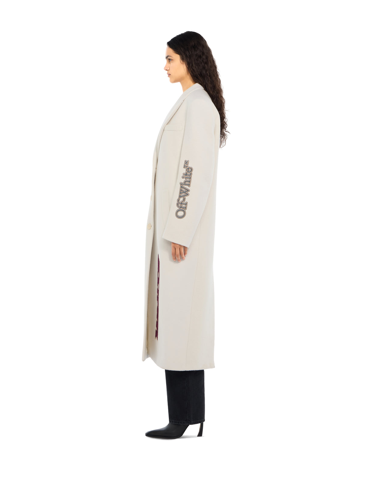 OFF WHITE Racing Long Coat Egret Hawthorn Rose 2FG00472T