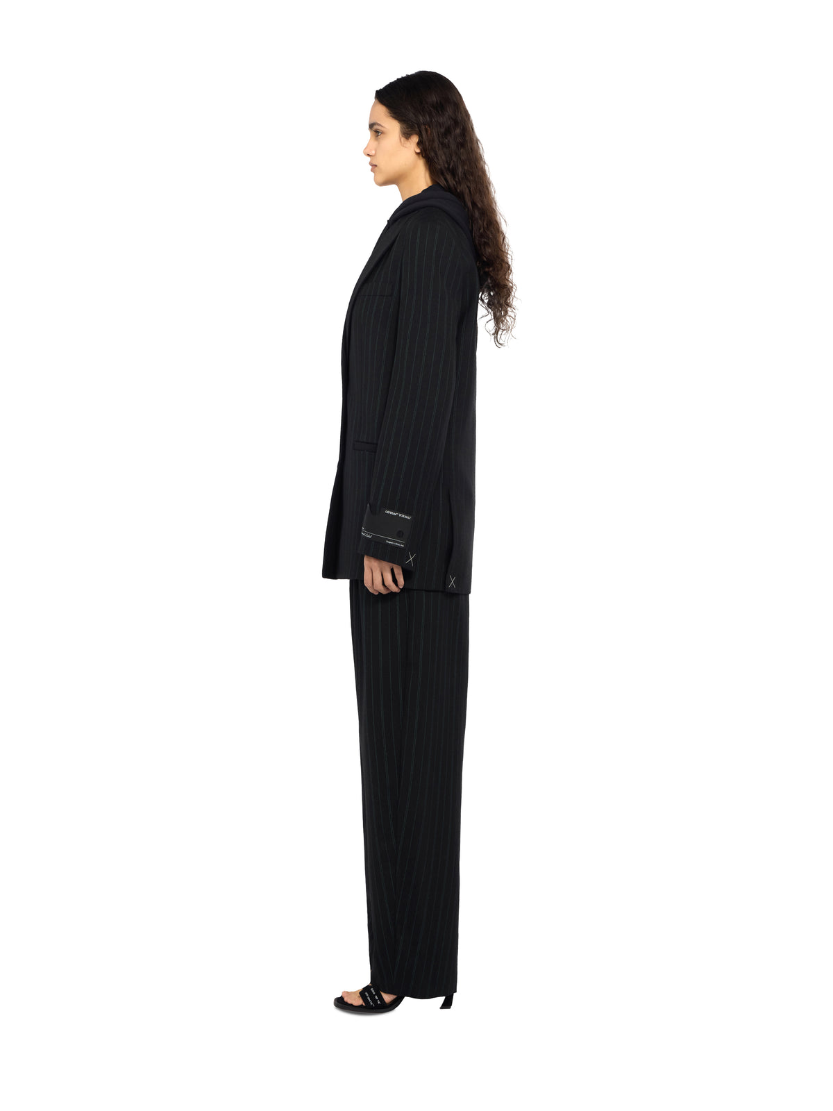 OFF WHITE Pinstripe Tomboy Blazer Black Hemloch 2FG00476T