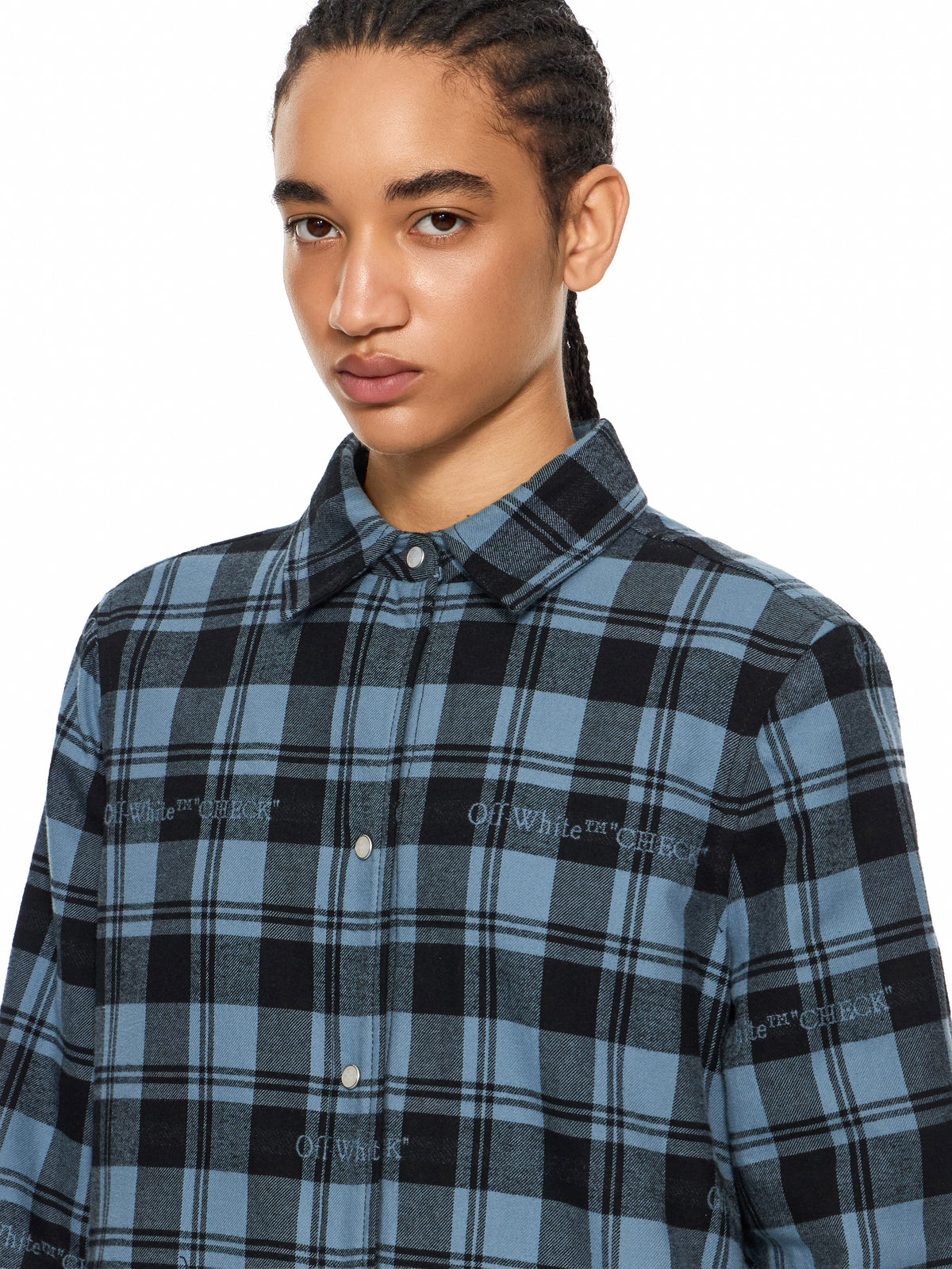 OFF WHITE Check Flannel Padded Overshirt Citadel Black 2FG00659T