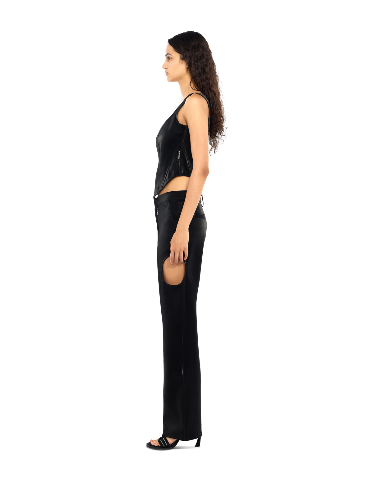 OFF WHITE Velvet-Coated Meteor Pants Black-Black 2FH00110B