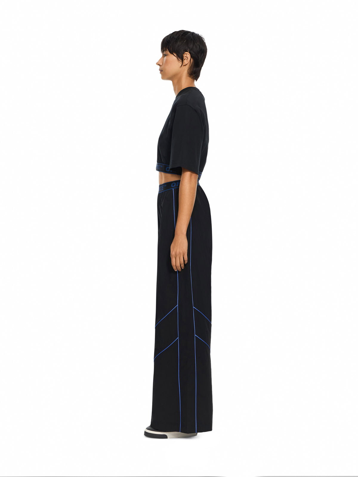 OFF WHITE Logoband Nylon Pants Black-Electric Blue 2FH00609B